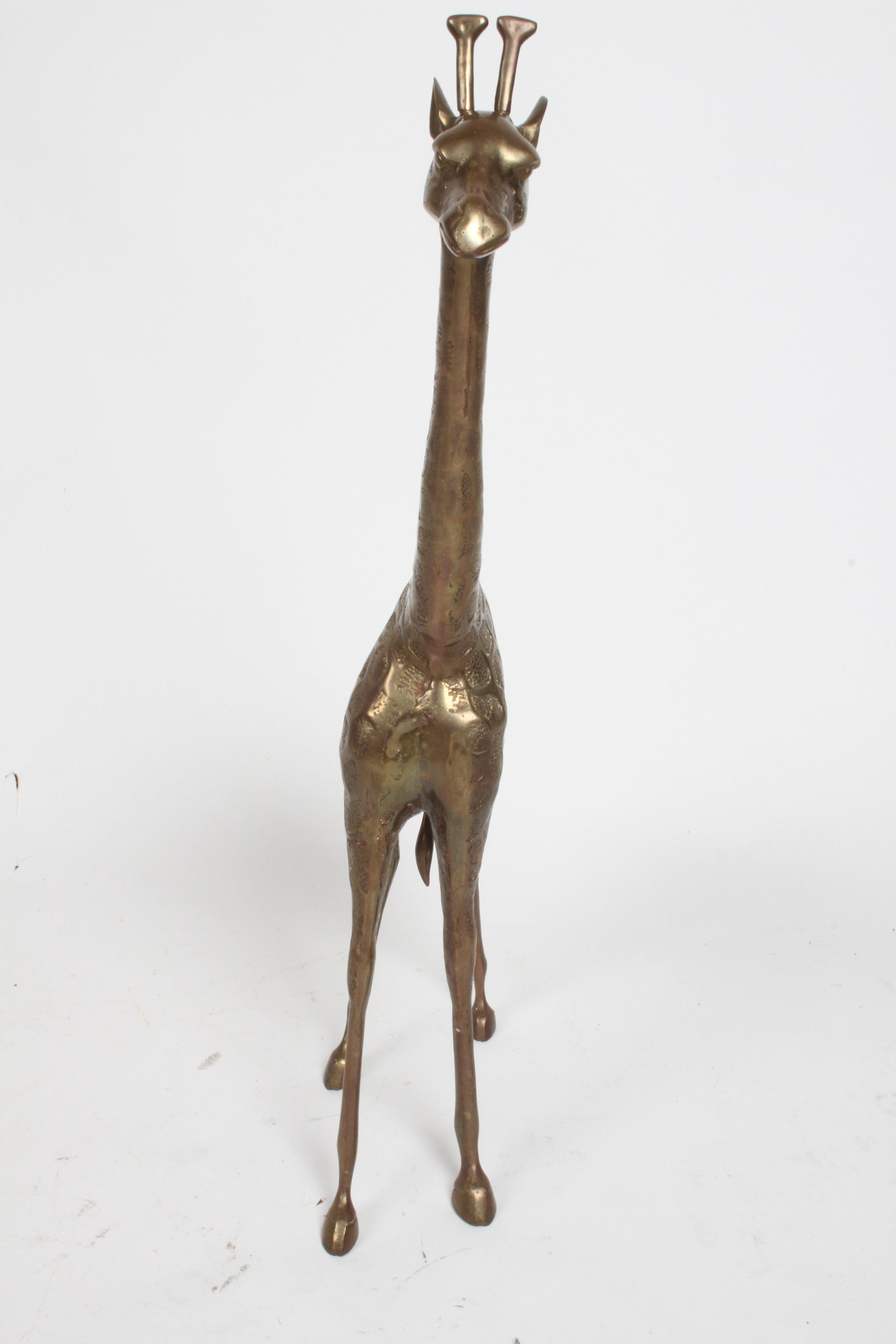 Hollywood Regency Style Brass Giraffe Floor Statue or Sculpture, circa 1970s For Sale 7