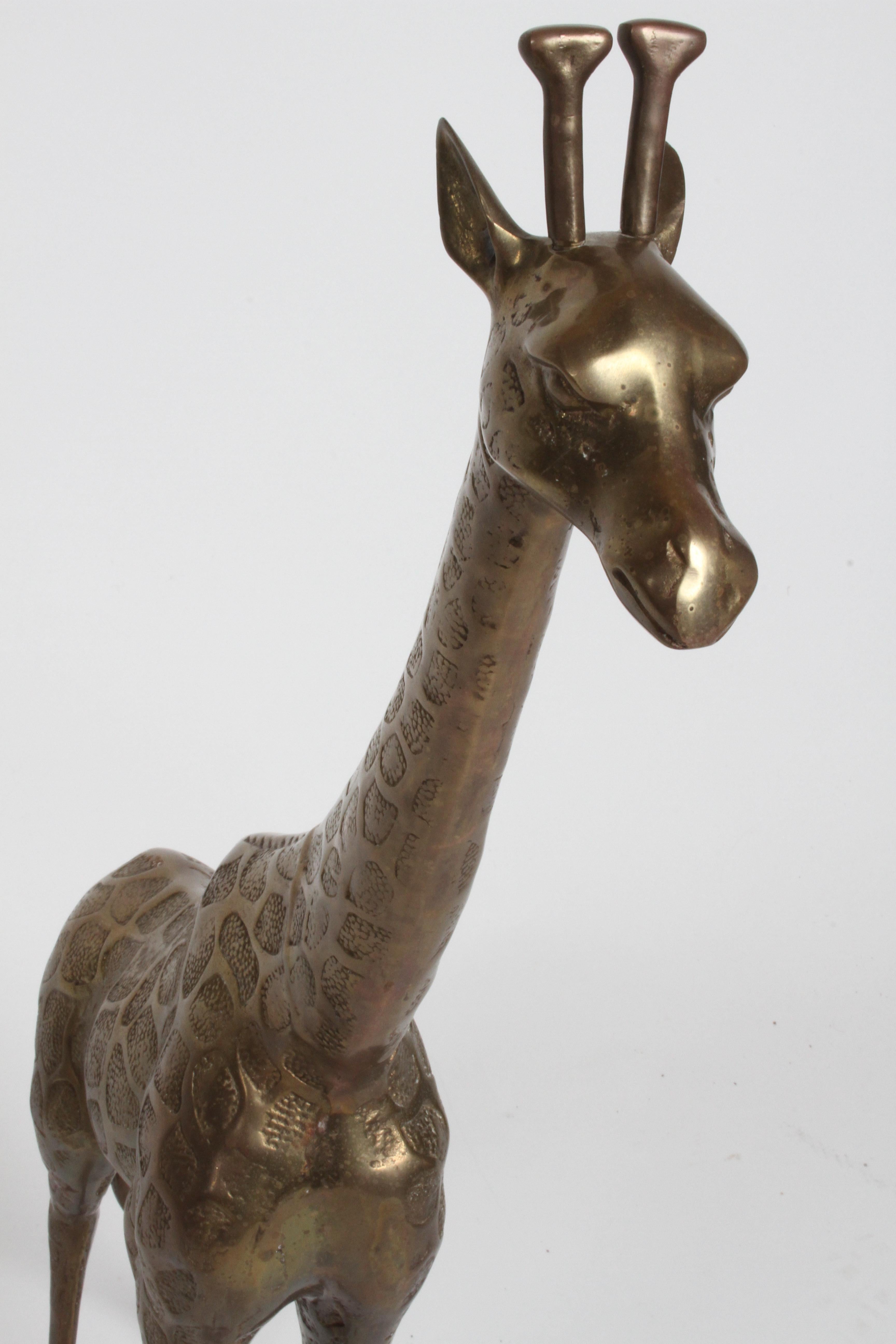 Hollywood Regency Style Brass Giraffe Floor Statue or Sculpture, circa 1970s For Sale 8