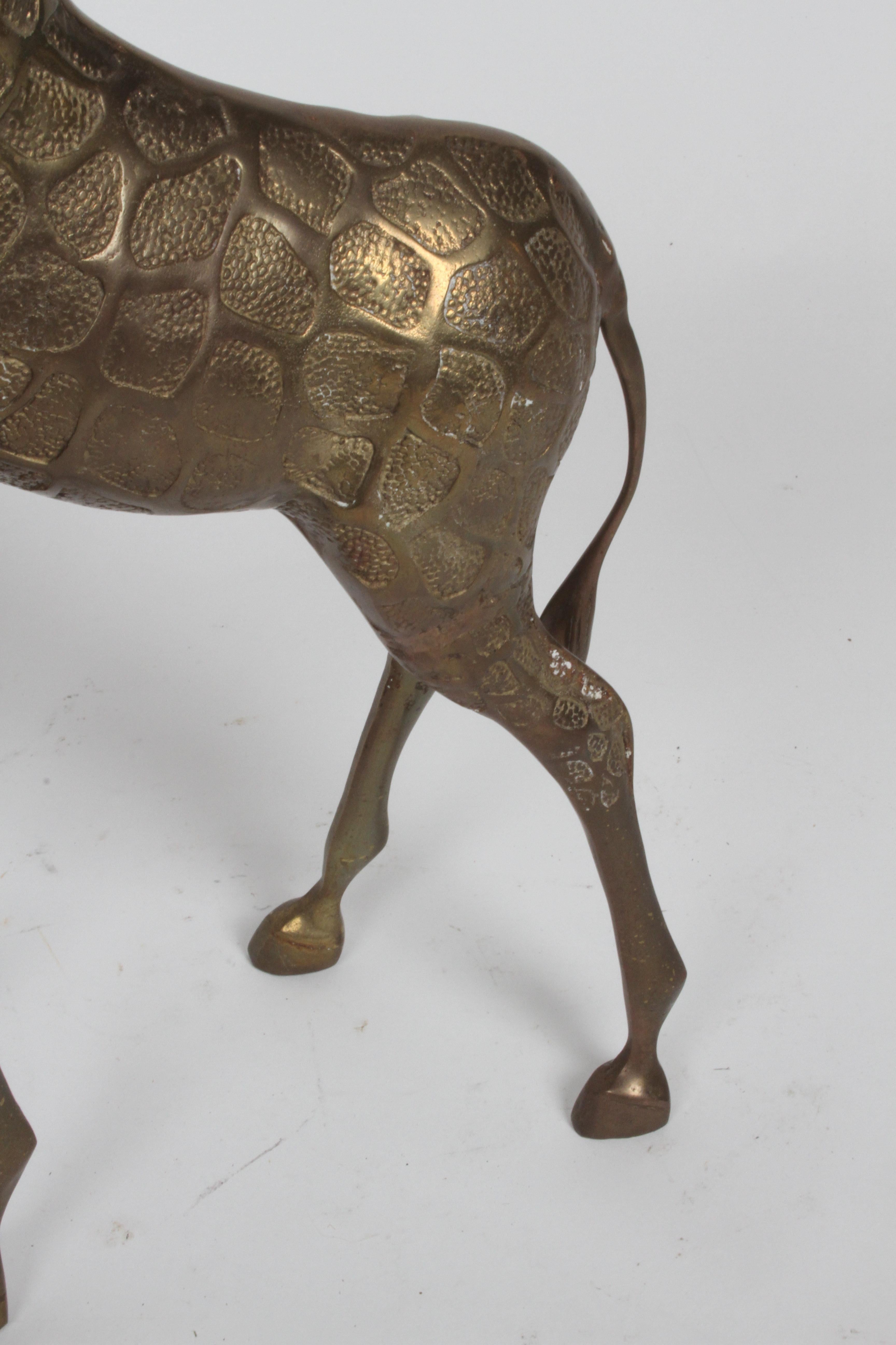 Asian Hollywood Regency Style Brass Giraffe Floor Statue or Sculpture, circa 1970s For Sale