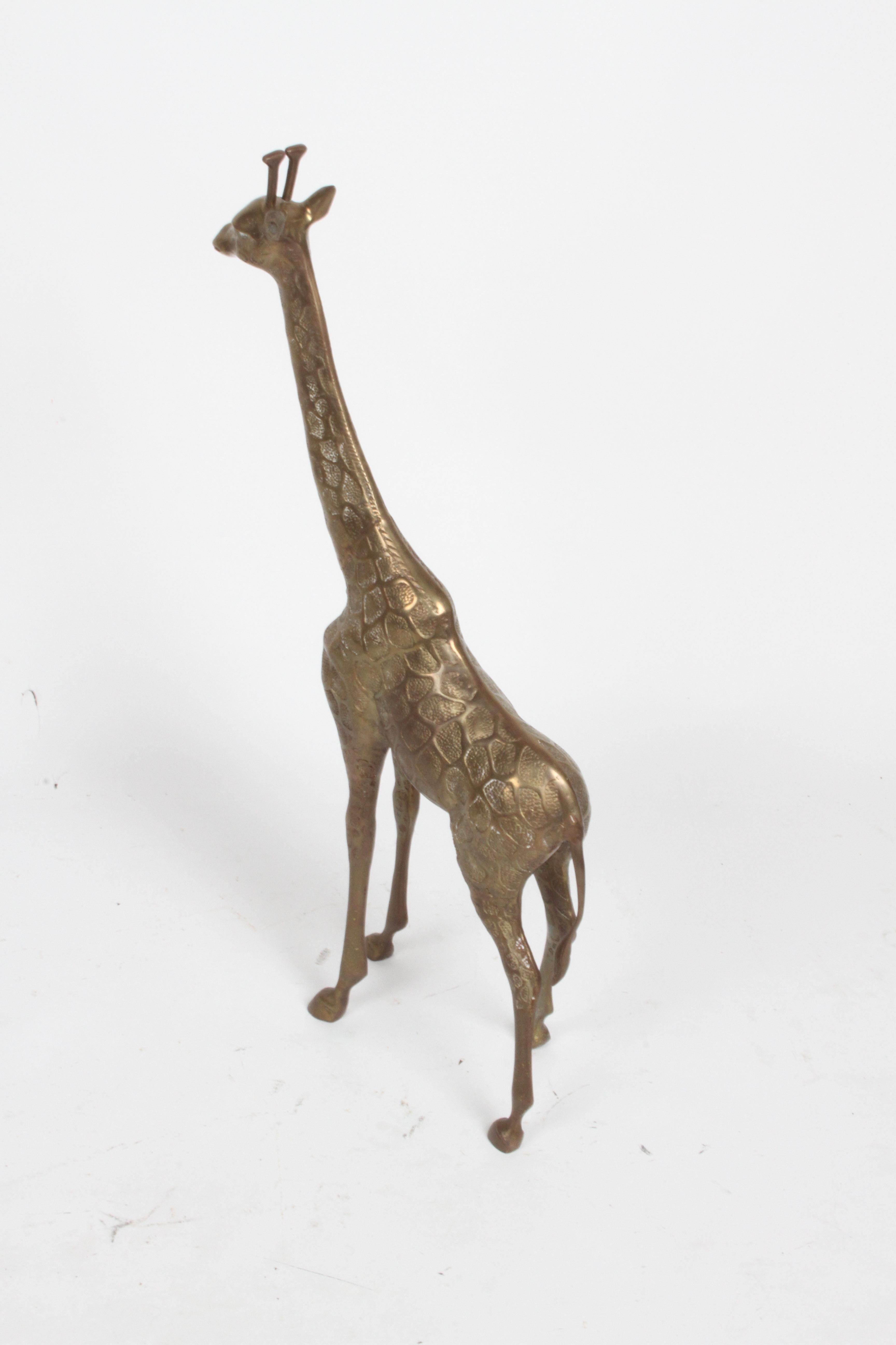 Hollywood Regency Style Brass Giraffe Floor Statue or Sculpture, circa 1970s In Good Condition For Sale In St. Louis, MO