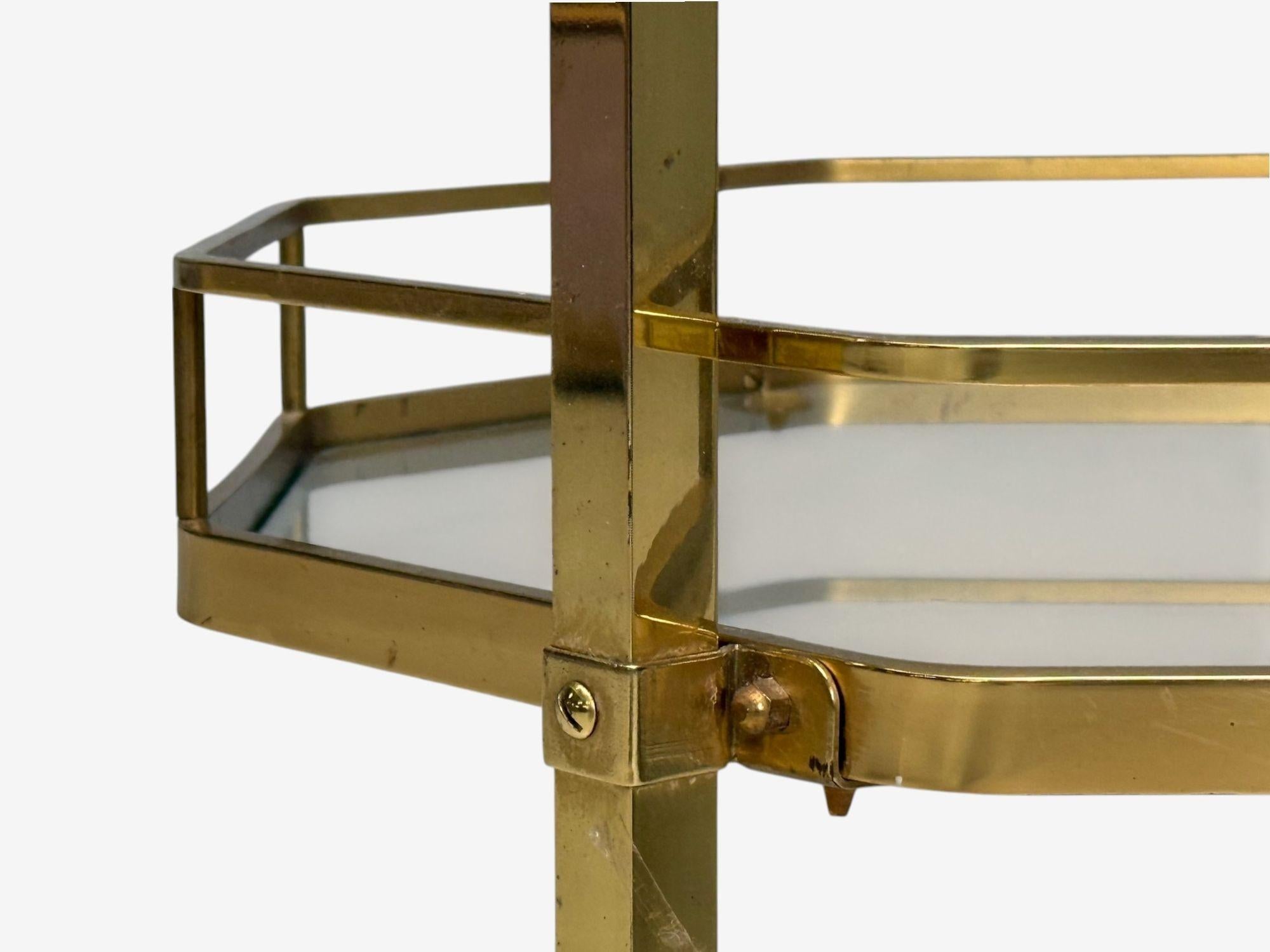 Hollywood Regency Style, Brass, Glass, Bar Cart, France, 1970s im Angebot 2