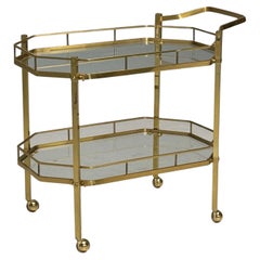 Hollywood Regency Style, Brass, Glass, Bar Cart, France, 1970s