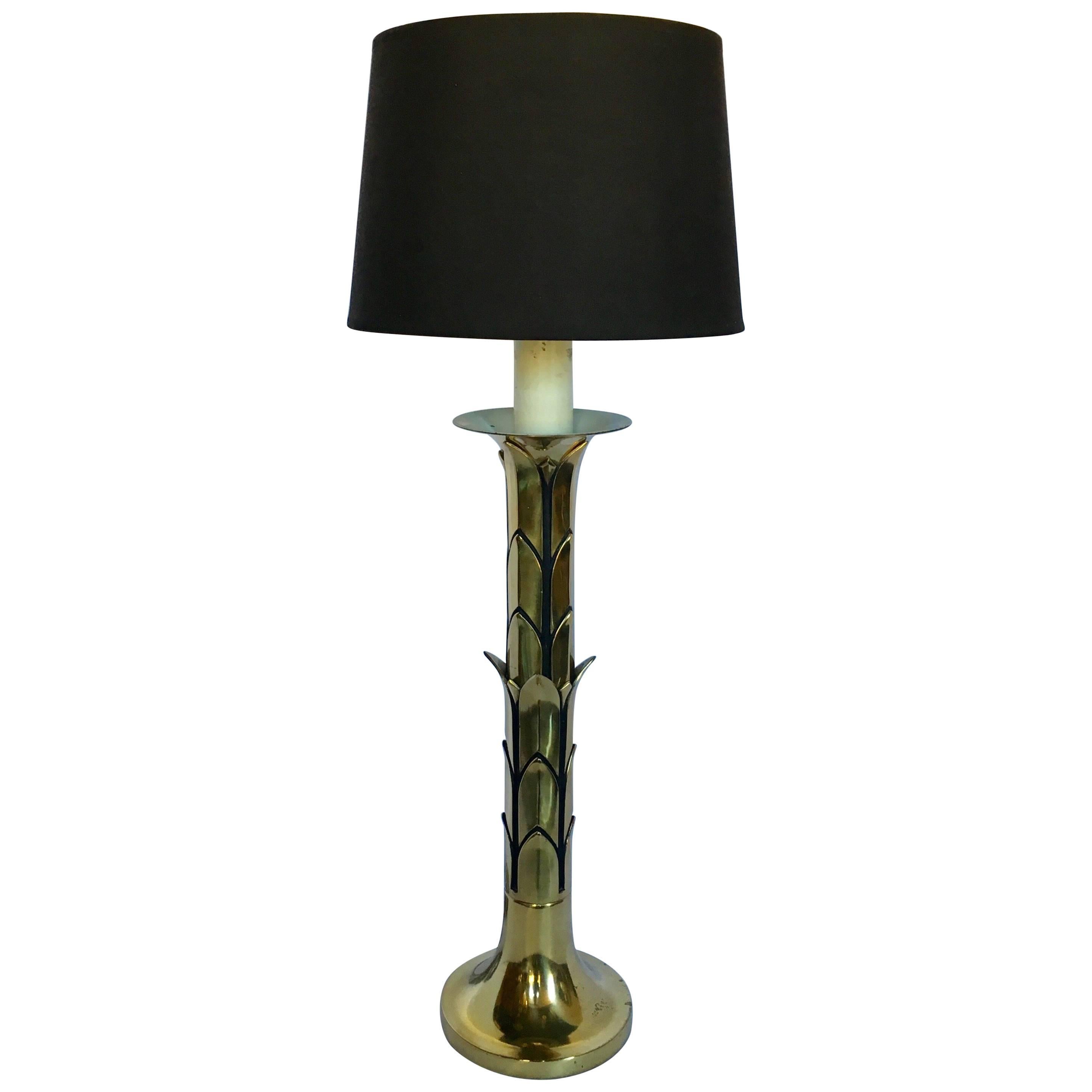 Hollywood Regency Stil Messing Palm Tree Tischlampe