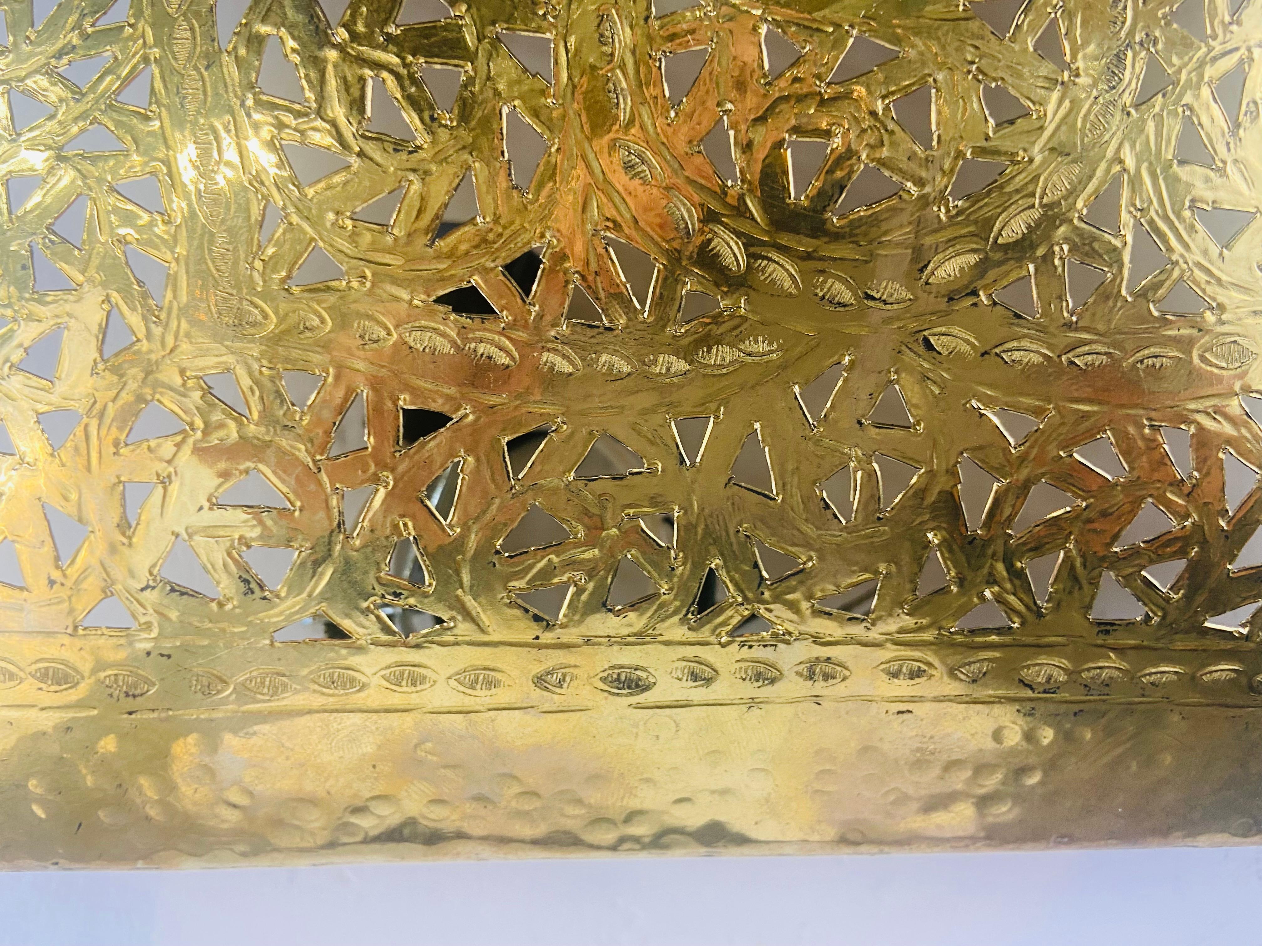 Hollywood Regency Style Brass Square Filigree Design Wall Sconce, a Pair For Sale 6