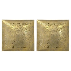 Hollywood-Regency-Wandleuchter im Hollywood-Regency-Stil, quadratisch, filigran, ein Paar