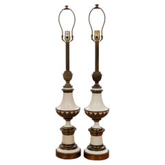 Hollywood Regency Style Brass Table Lamps by Stiffel, a Pair