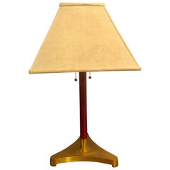 Hollywood Regency Style Bronze and Leather Table Lamp in the Manner of Jansen