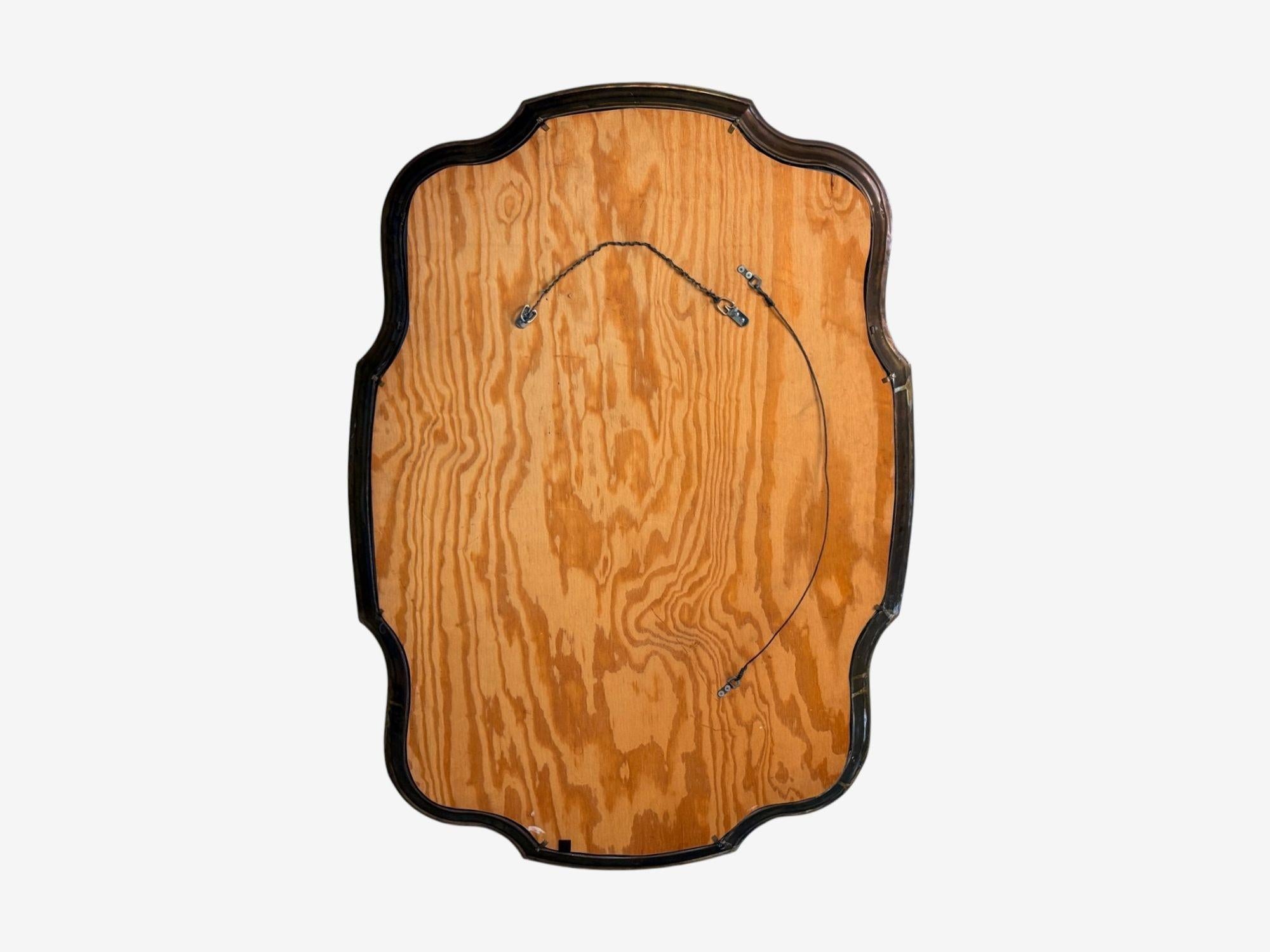 Miroir mural festonné en bronze de style Régence hollywoodienne, États-Unis, années 1950 en vente 1