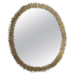 Hollywood Regency Style, Brutalist Modern, Round Wall Mirrors, Brass Star Motif