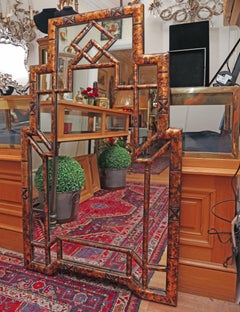 Hollywood Regency Style Burnt Bamboo Mirror