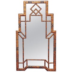 Hollywood Regency Style Burnt Bamboo Mirror