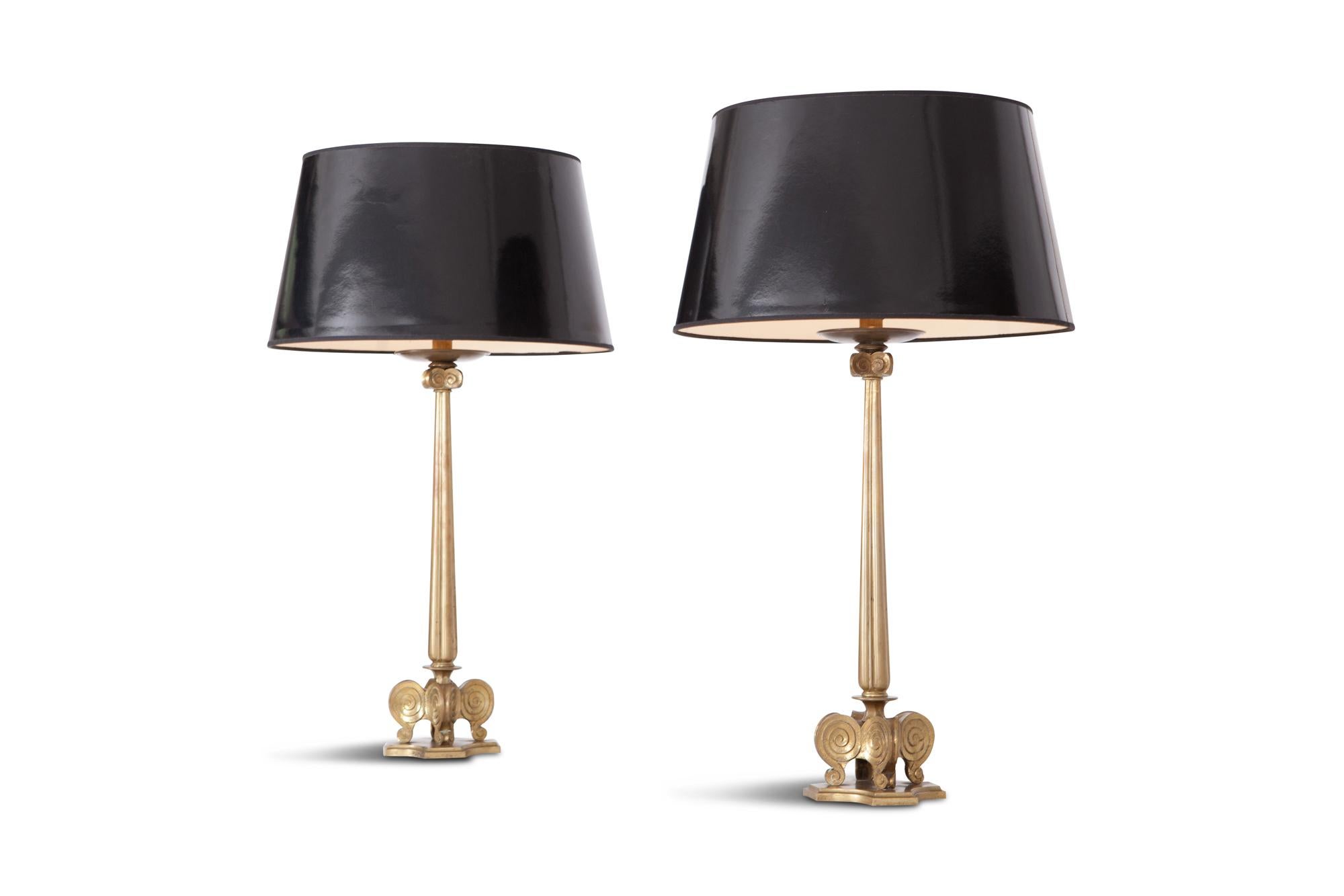 Italian Hollywood Regency Style Candelabra Table Lamps in Brass, 1970s