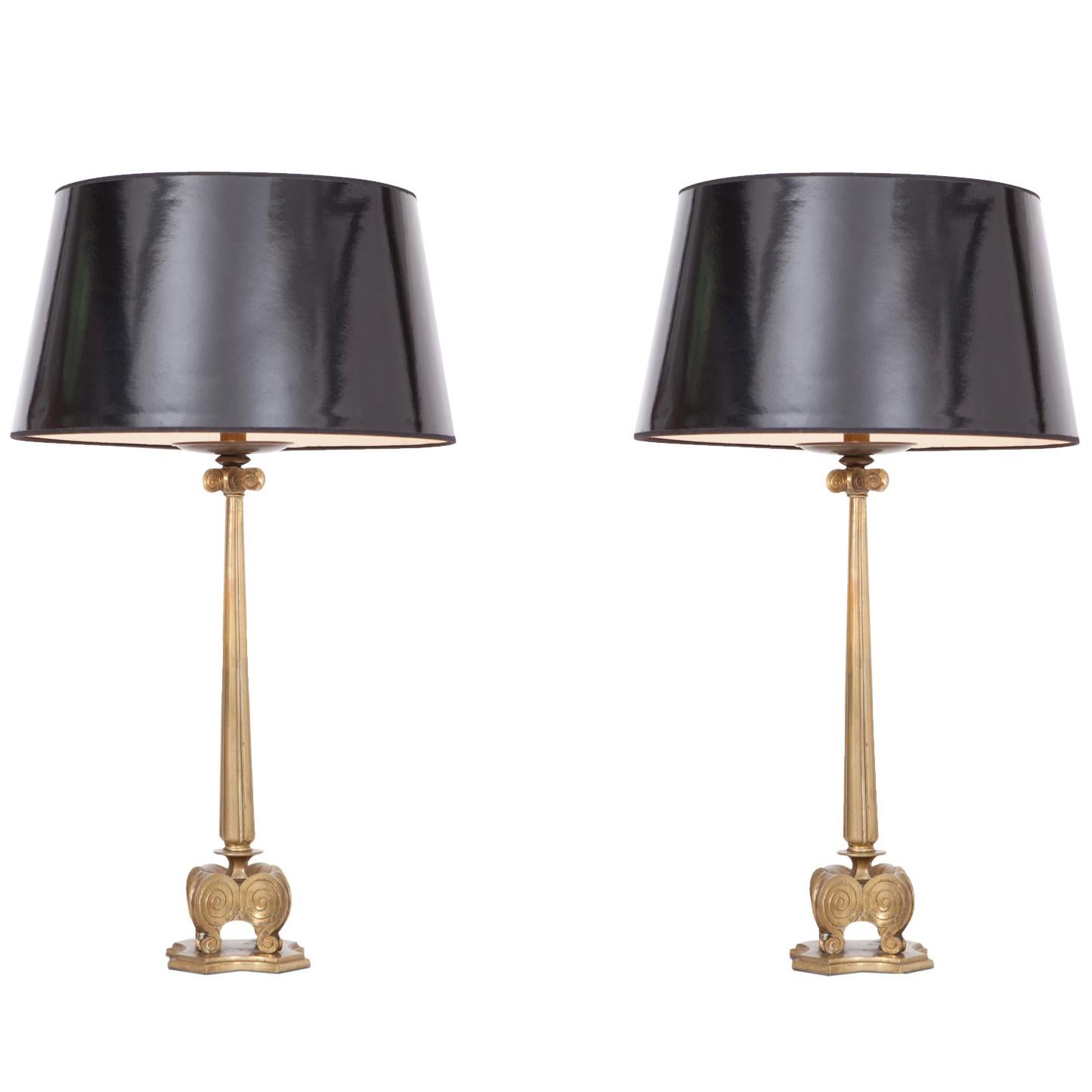 Hollywood Regency Style Candelabra Table Lamps in Brass, 1970s