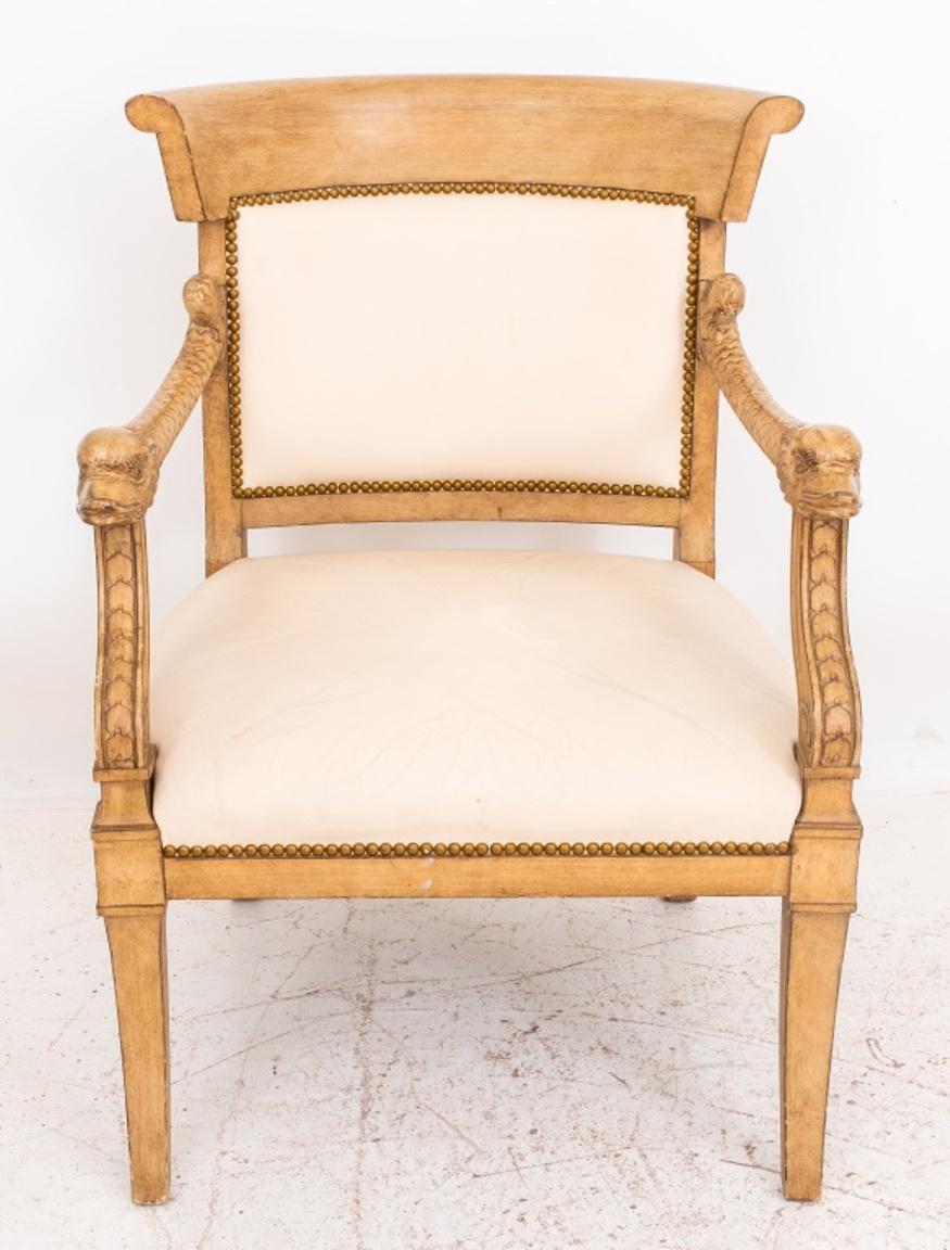 Hollywood Regency Style Carved Dolphin Armchair In Good Condition In New York, NY