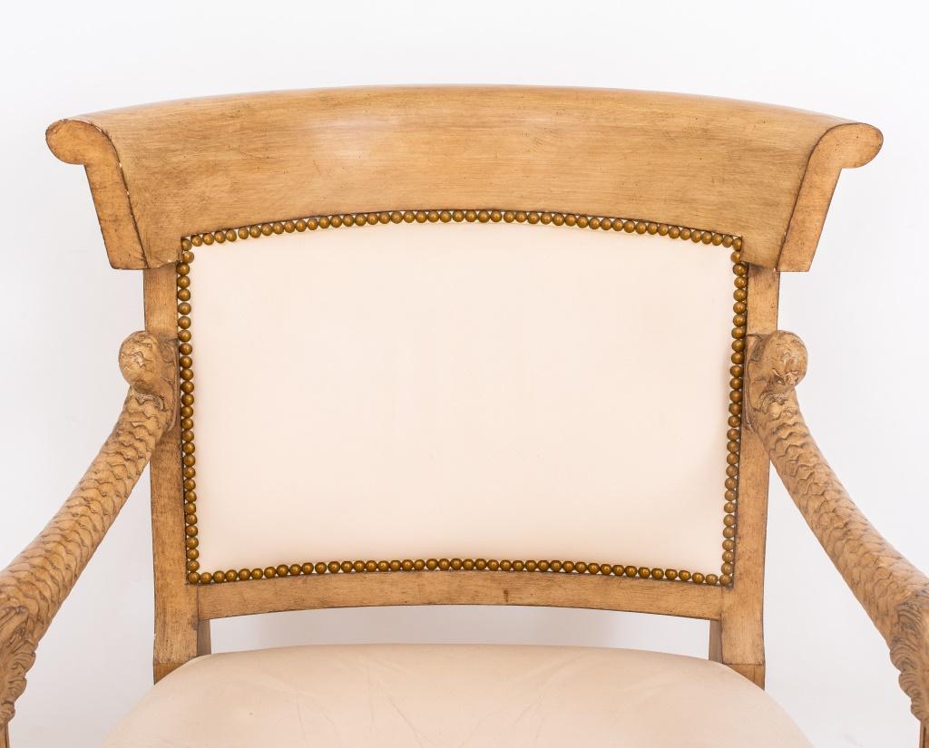Contemporary Hollywood Regency Style Carved Dolphin Armchair