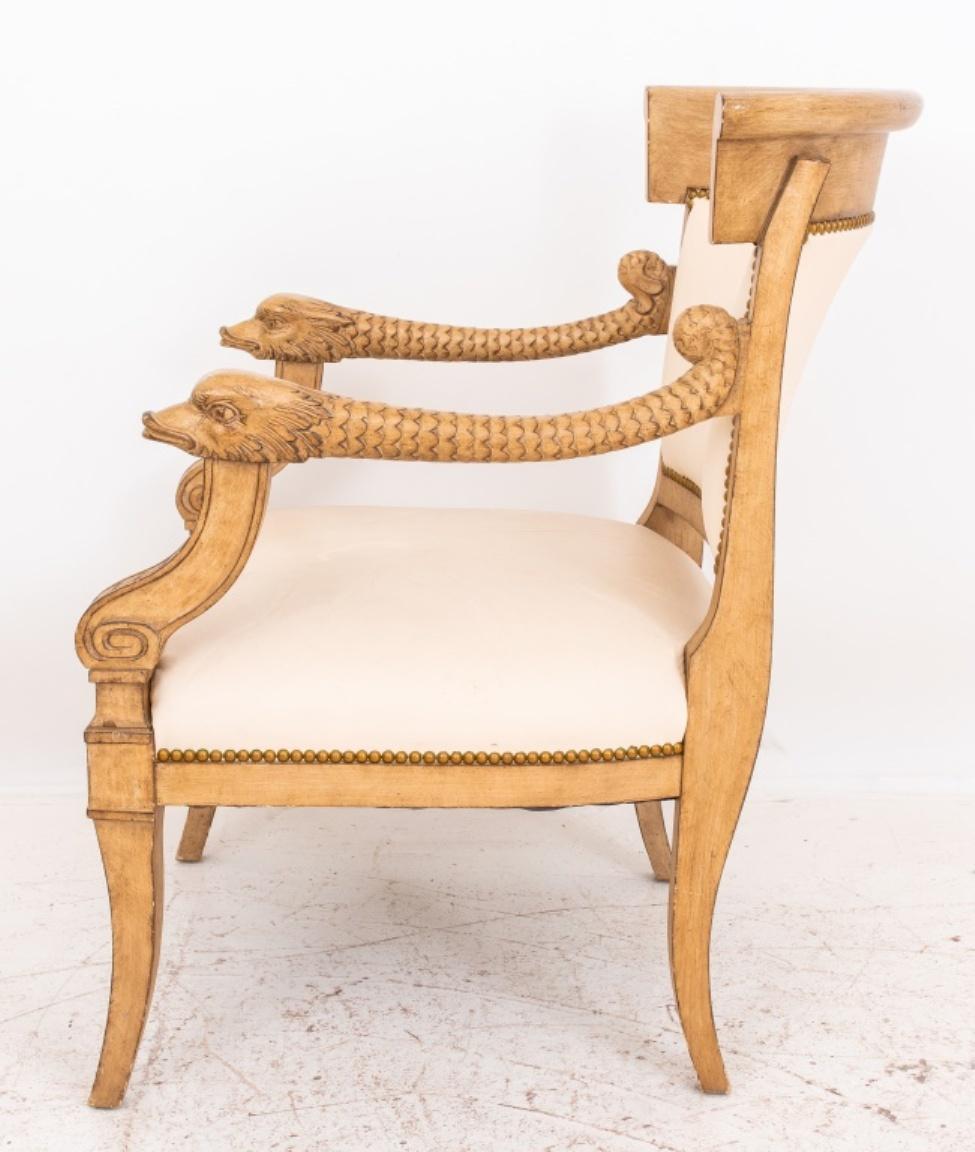 Hollywood Regency Style Carved Dolphin Armchair 1