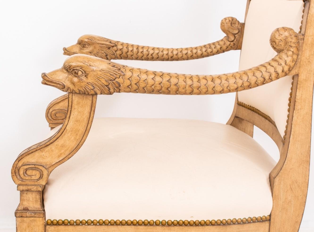 Hollywood Regency Style Carved Dolphin Armchair 2