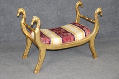 Hollywood Regency Style Carved Gilt Wood Bench in the Manner of Andre Arbus