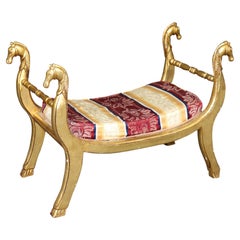 Hollywood Regency Style Carved Gilt Wood Bench in the Manner of Andre Arbus