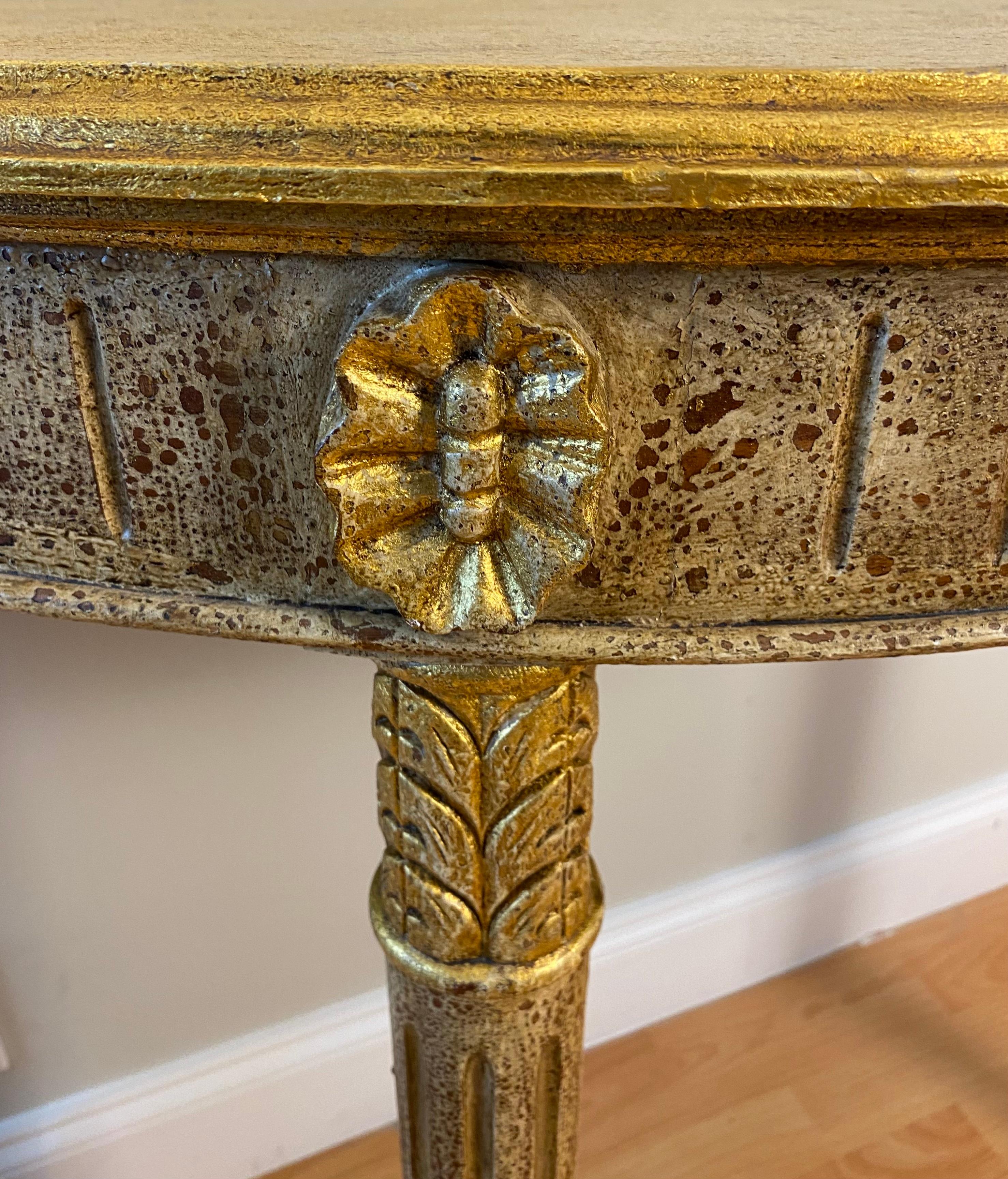 Hollywood Regency Style Half Moon Console Table In Good Condition For Sale In Miami, FL