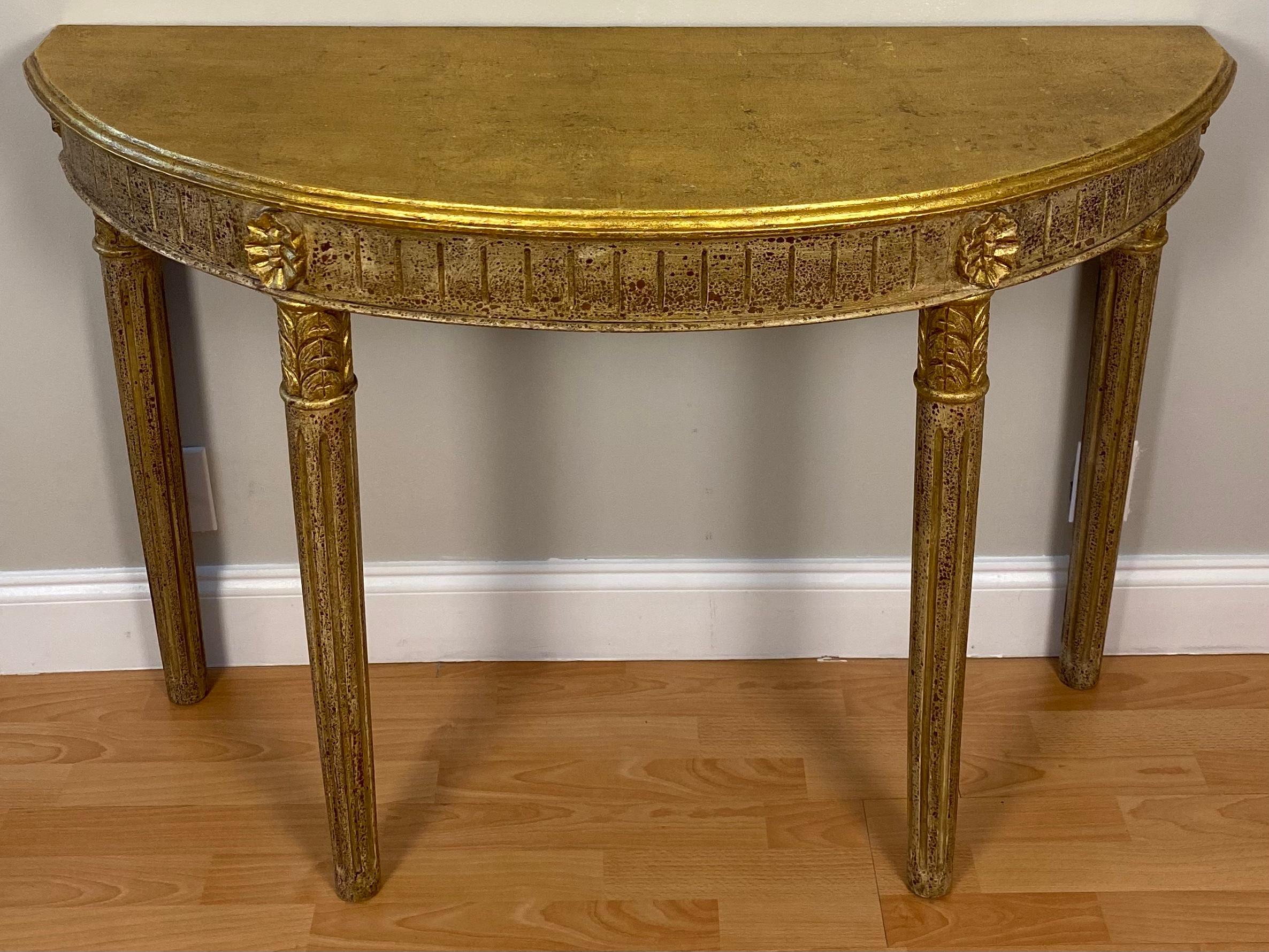 Hollywood Regency Style Half Moon Console Table For Sale 1