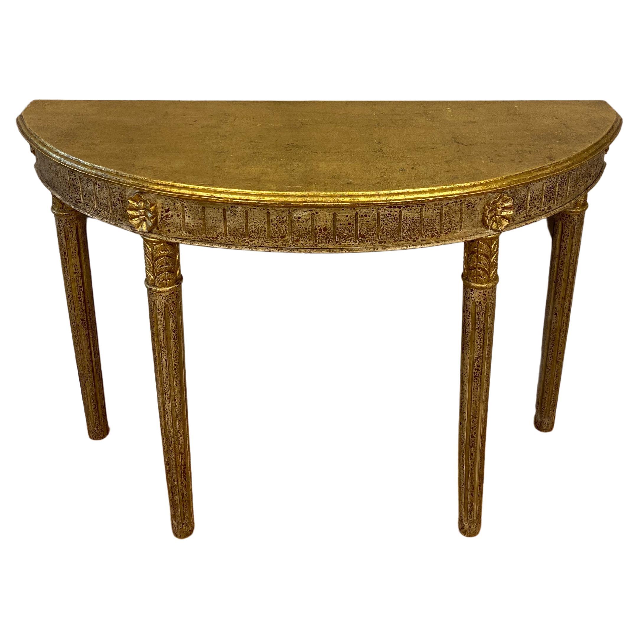 Hollywood Regency Style Half Moon Console Table For Sale