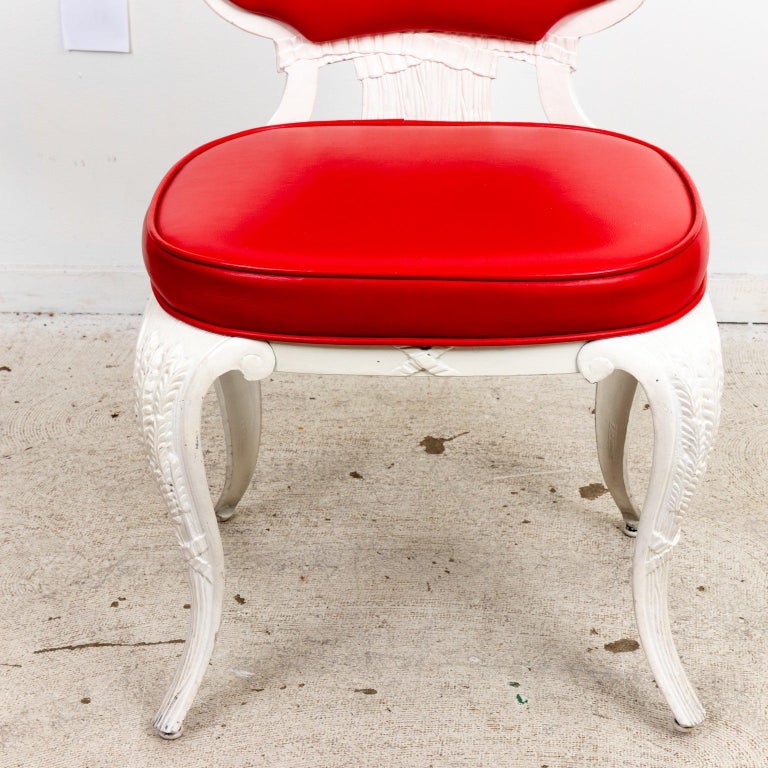 Hollywood Regency Style Cast Aluminum Table with Six Chairs For Sale at