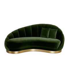 Hollywood Regency Style Chaise Longue Offered in Velvet