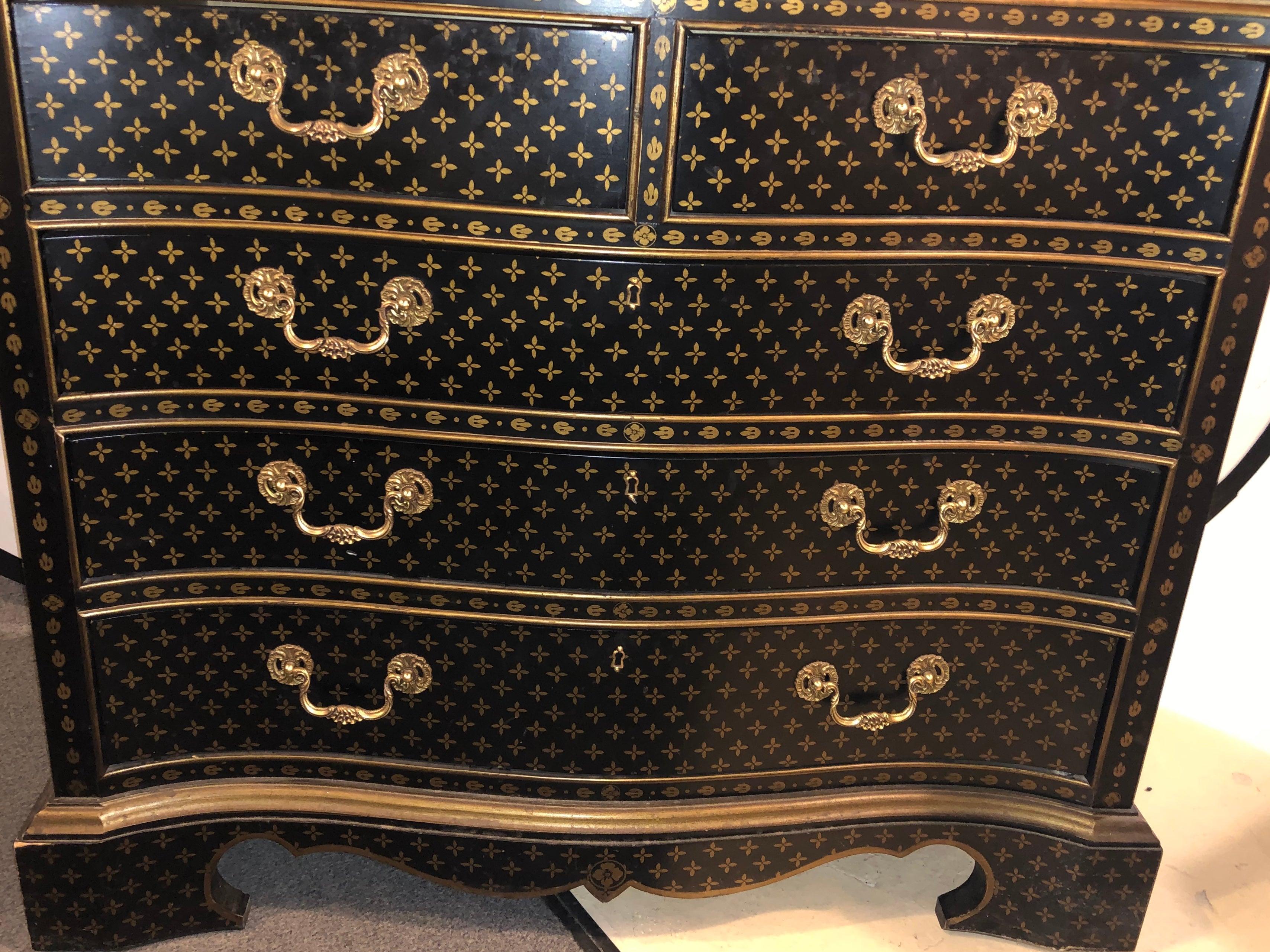 20th Century Hollywood Regency Style Chest / Commode Nightstand, Painted Louis Vuitton Style