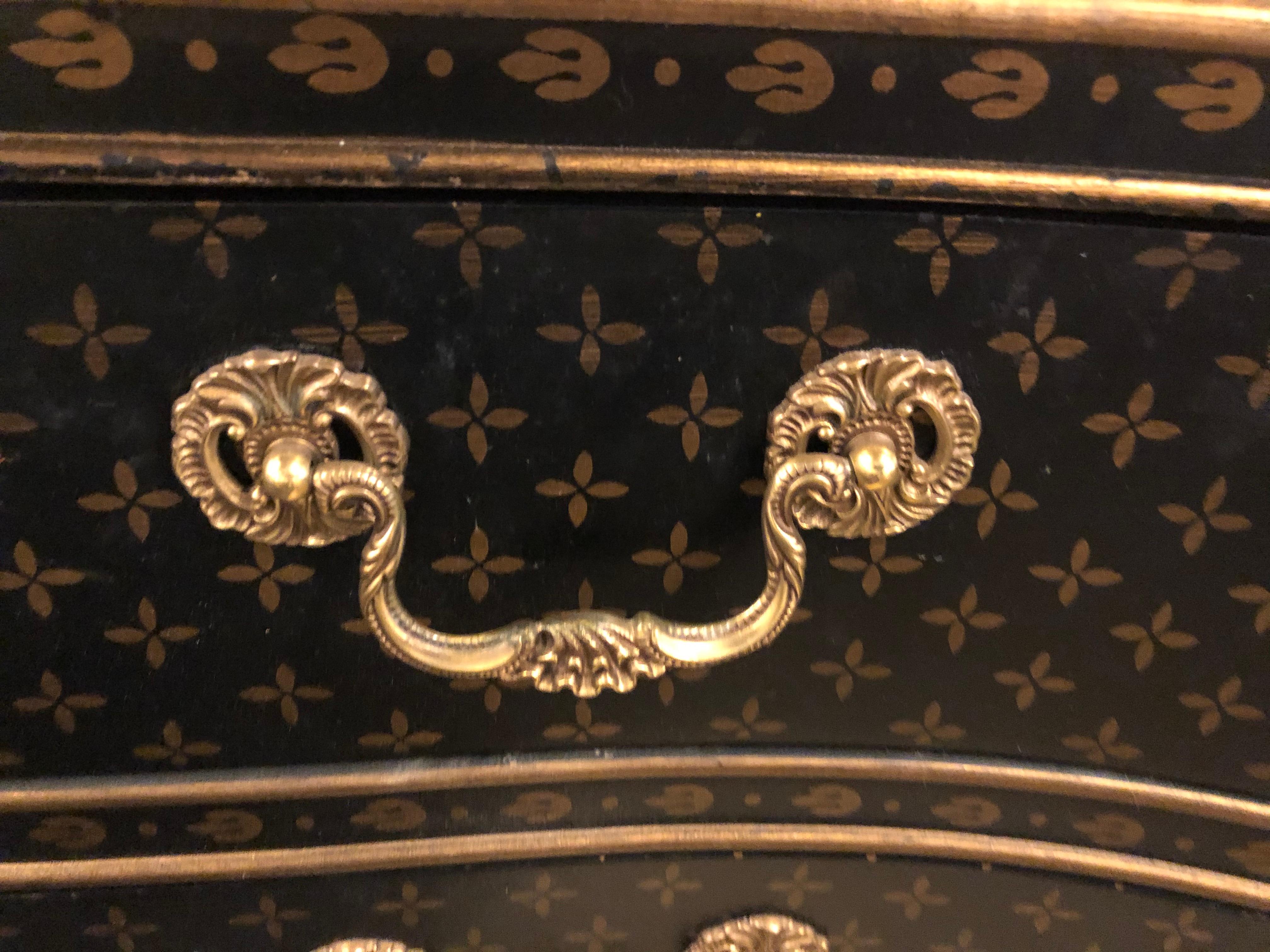 Hollywood Regency Style Chest / Commode Nightstand, Painted Louis Vuitton Style In Good Condition In Stamford, CT