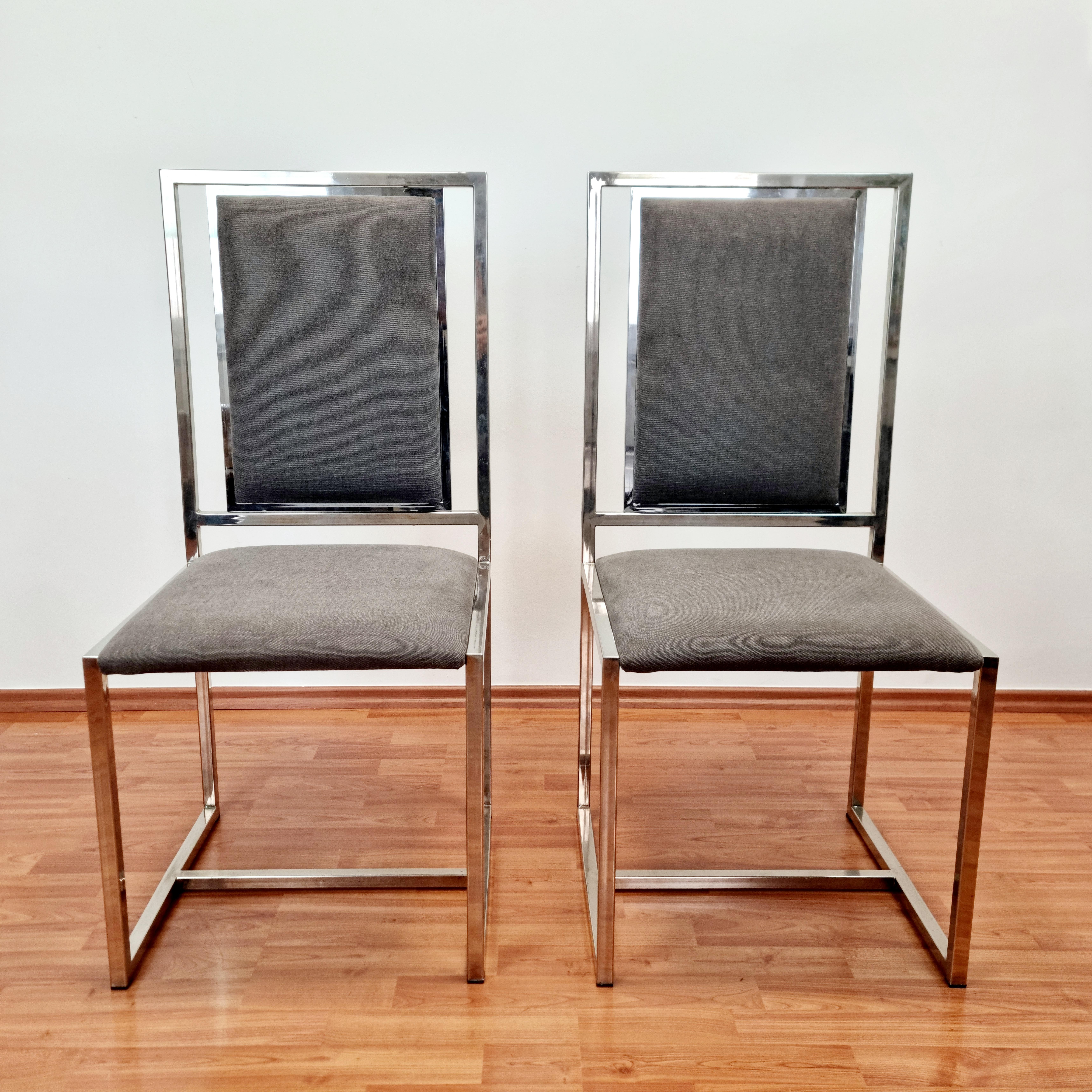 Mid-Century moderno Sedie cromate in stile Hollywood Regency attribuite a Romeo Rega, Italia anni '70 in vendita