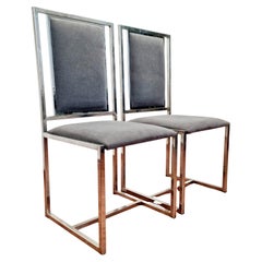 Vintage Hollywood Regency Style Chrome Chairs Attributed to Romeo Rega, Italy 70's