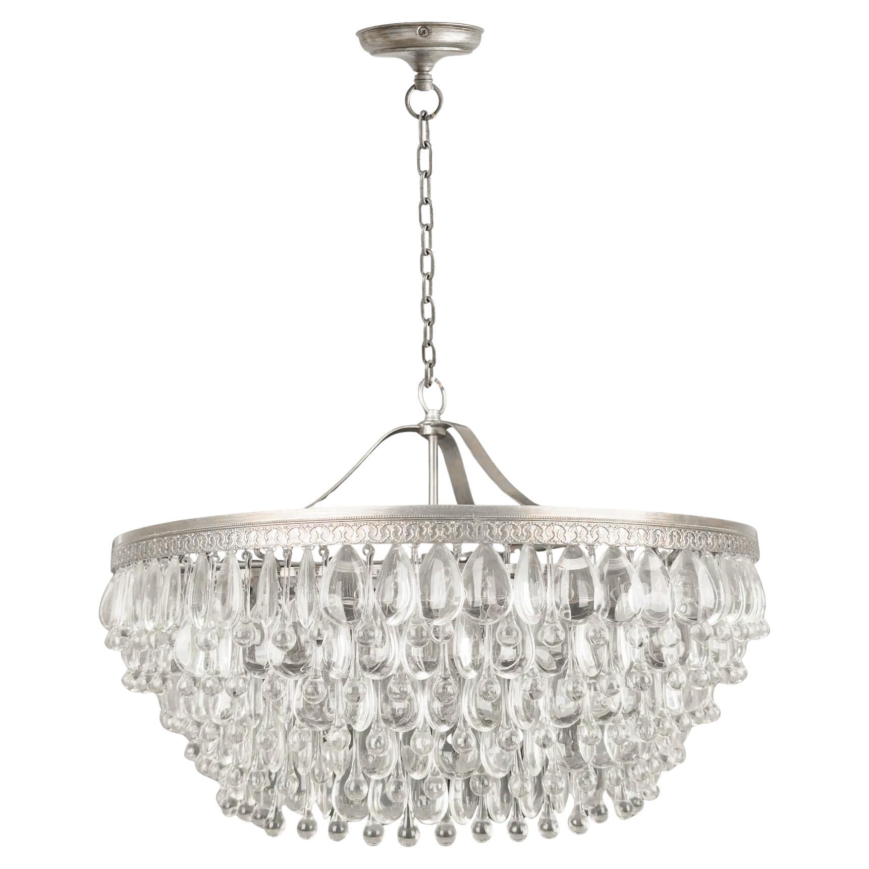 Araña de cristal con diseño de cascada circular estilo Hollywood Regency