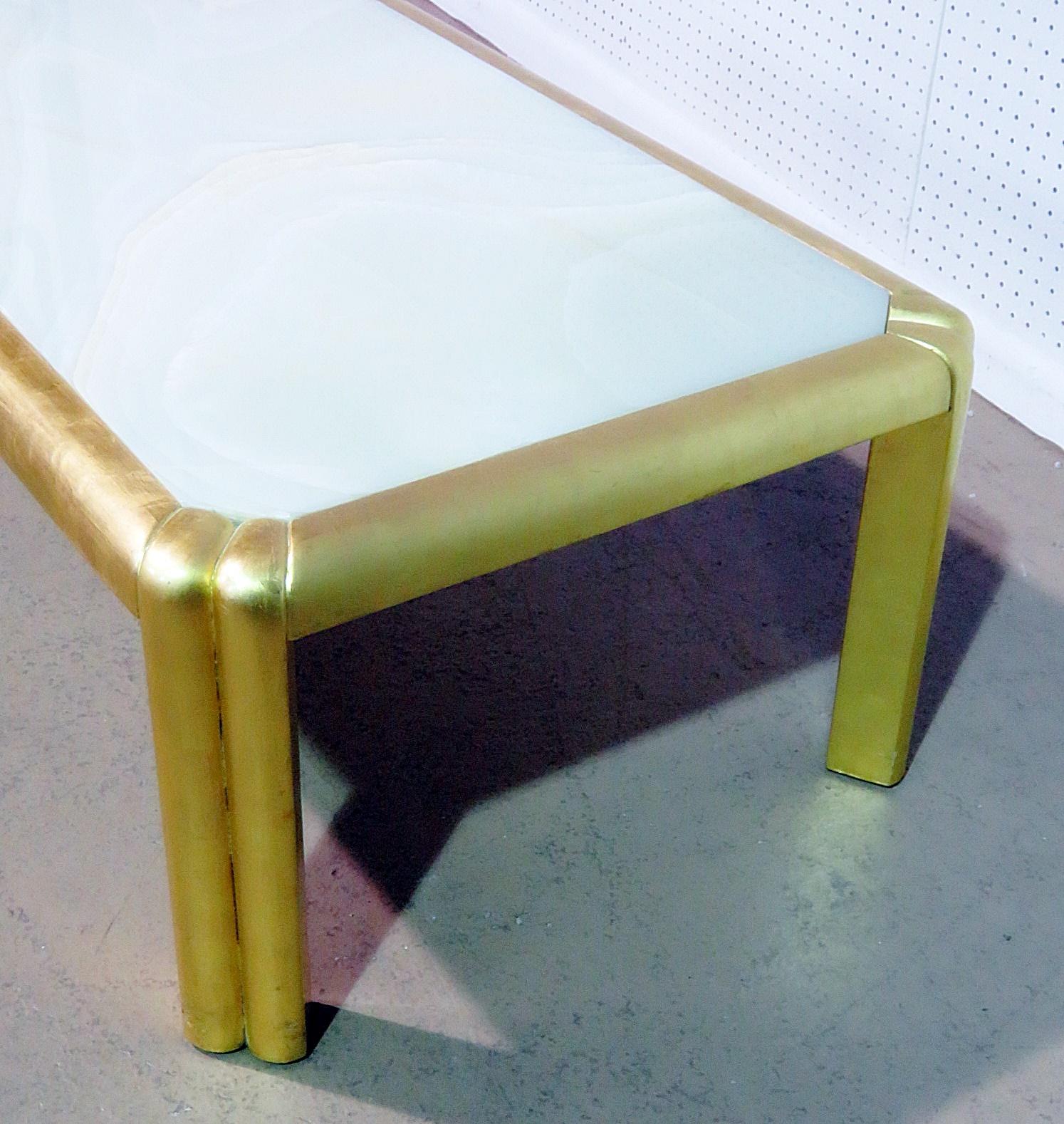 American French Gilded Marble Top Skyscraper Style Art Deco Coffee Cocktail Table