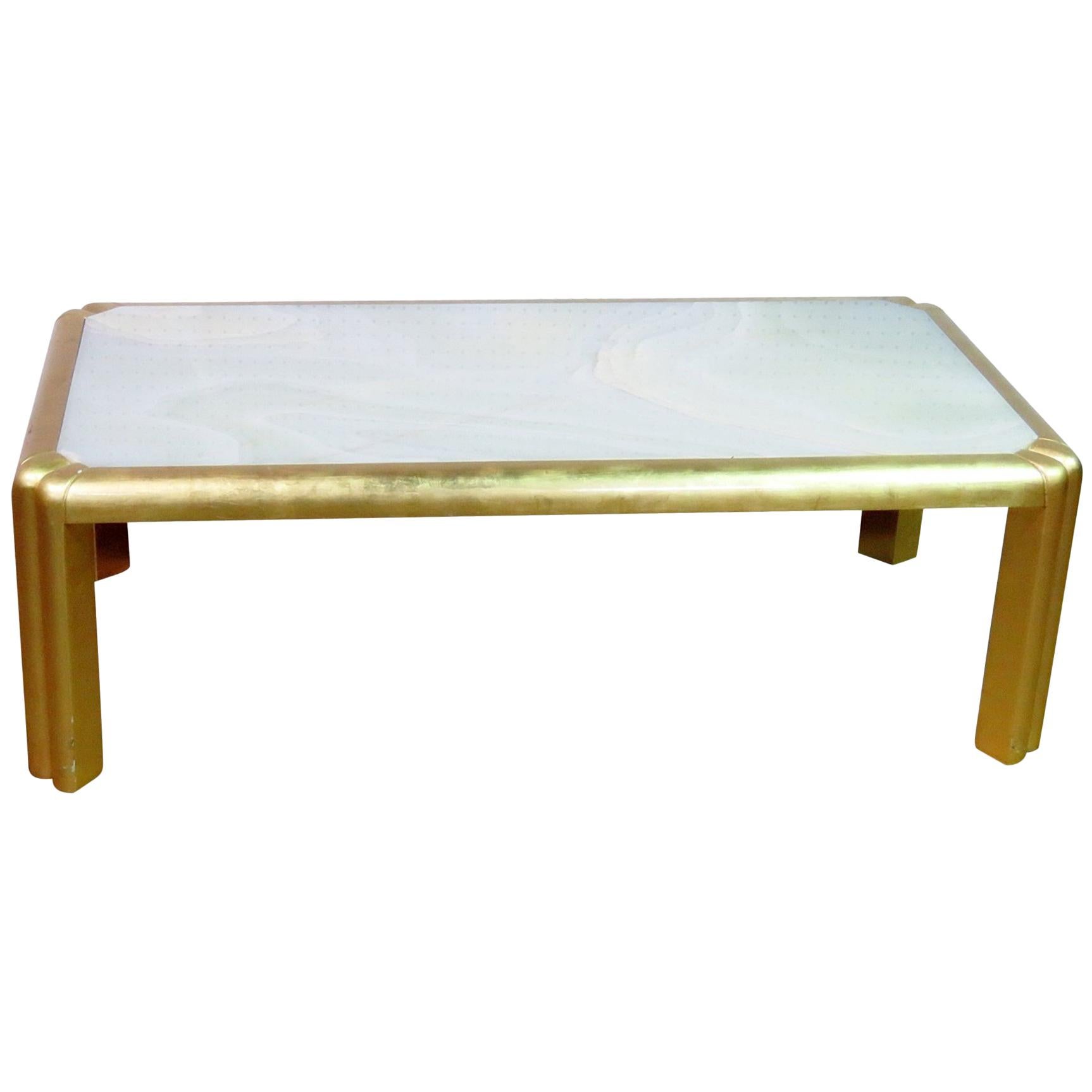French Gilded Marble Top Skyscraper Style Art Deco Coffee Cocktail Table