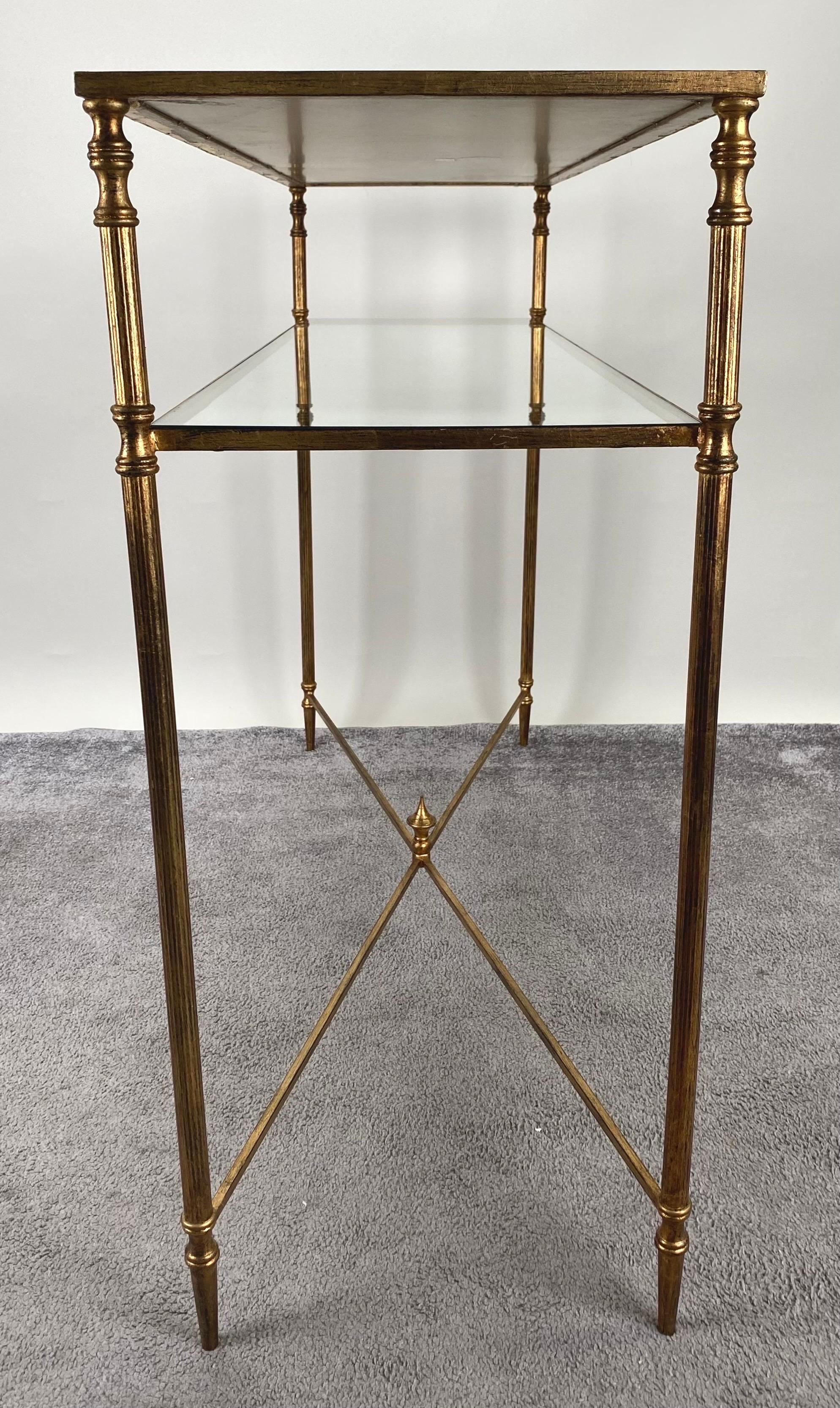 Console de style Hollywood Regency avec plateau miroir et cadre en fer doré vieilli  en vente 6