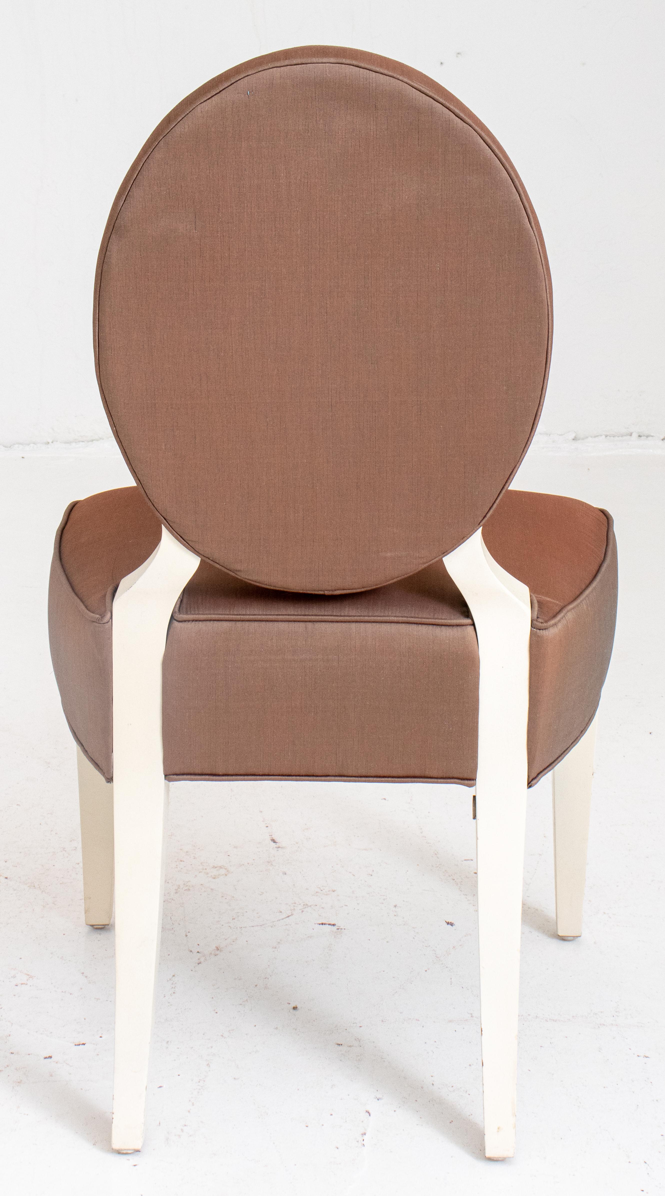 Upholstery Hollywood Regency Style Cream Lacquer Side Chair For Sale