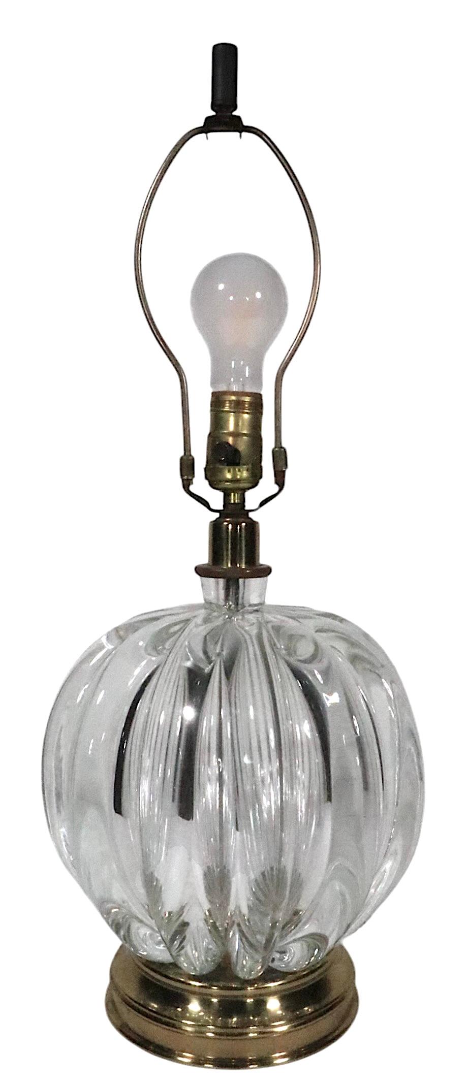 Hollywood Regency Style Crystal Ball Form Table Lamp att. to Seguso For Sale 4