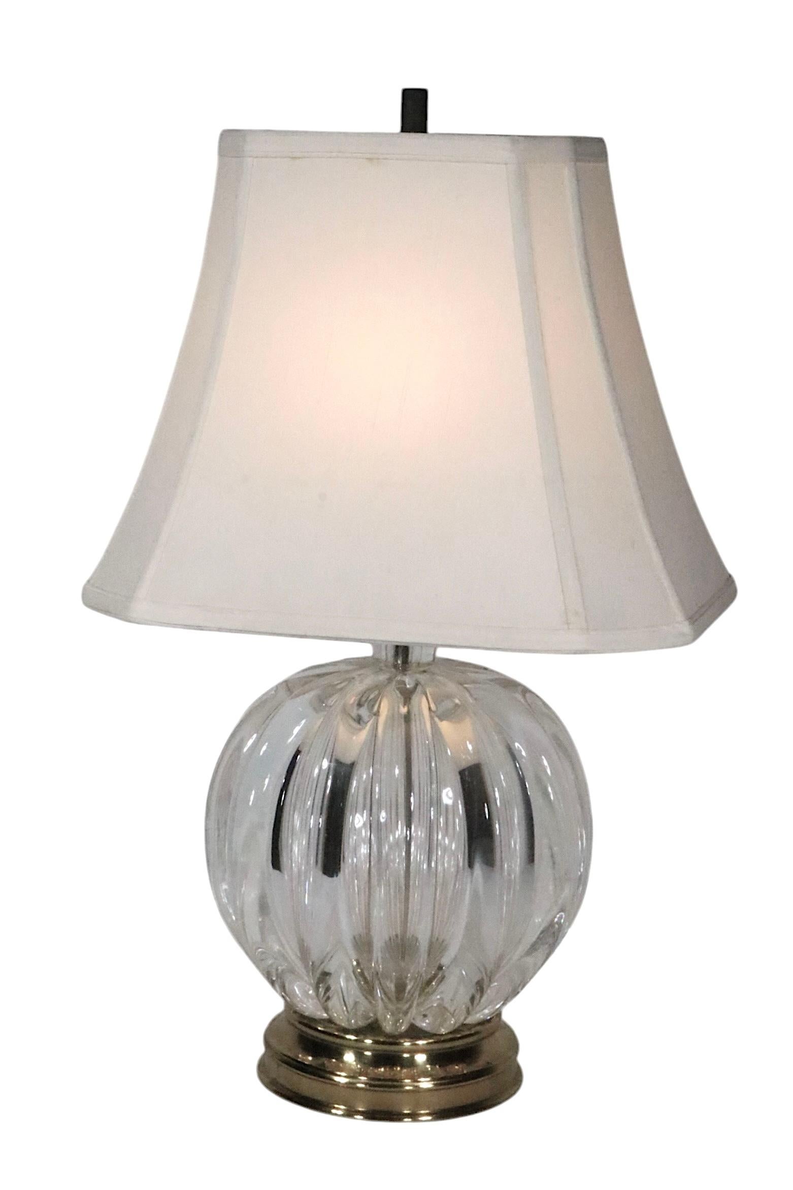 Hollywood Regency Style Crystal Ball Form Table Lamp att. to Seguso For Sale 6
