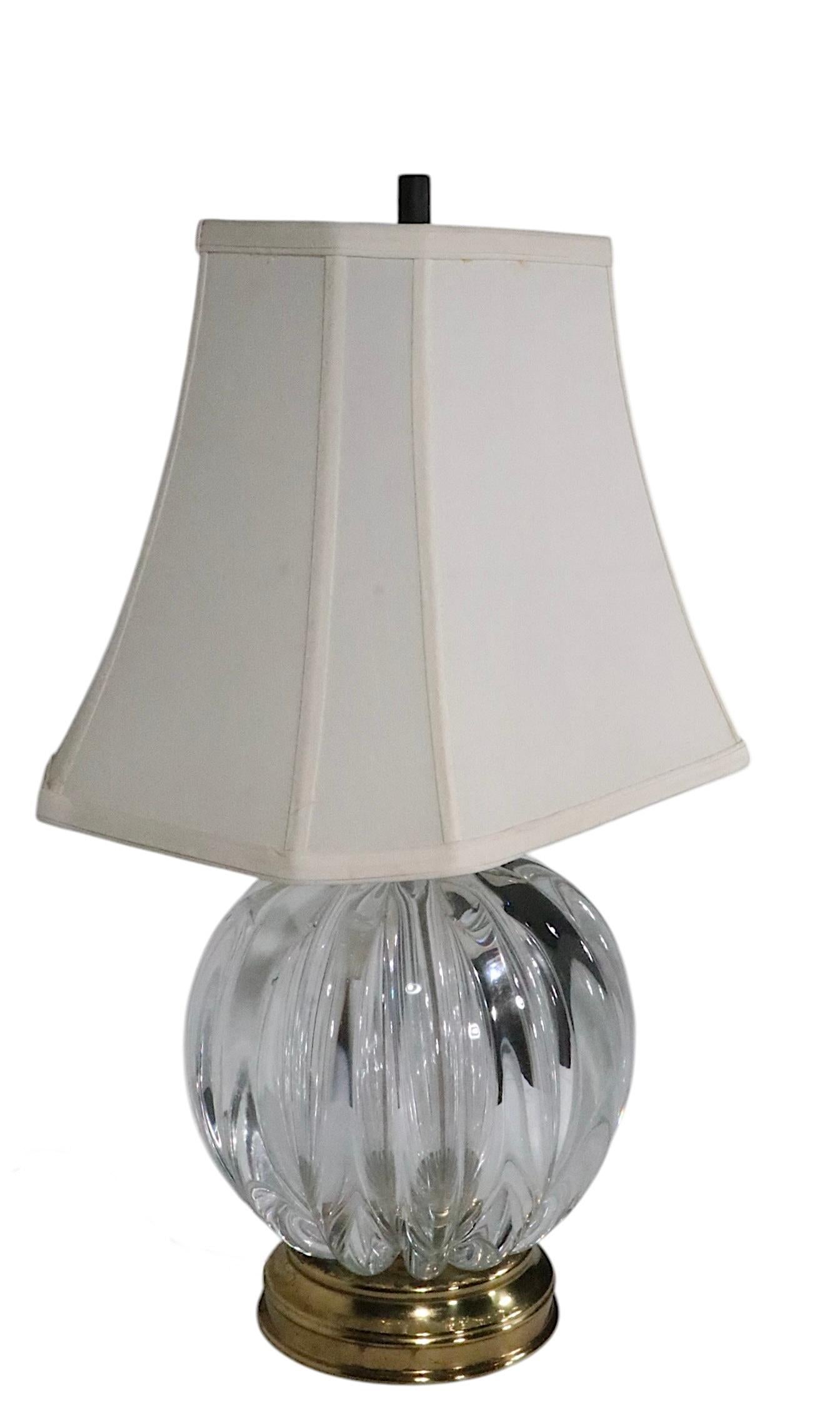 Hollywood Regency Style Crystal Ball Form Table Lamp att. to Seguso For Sale 7