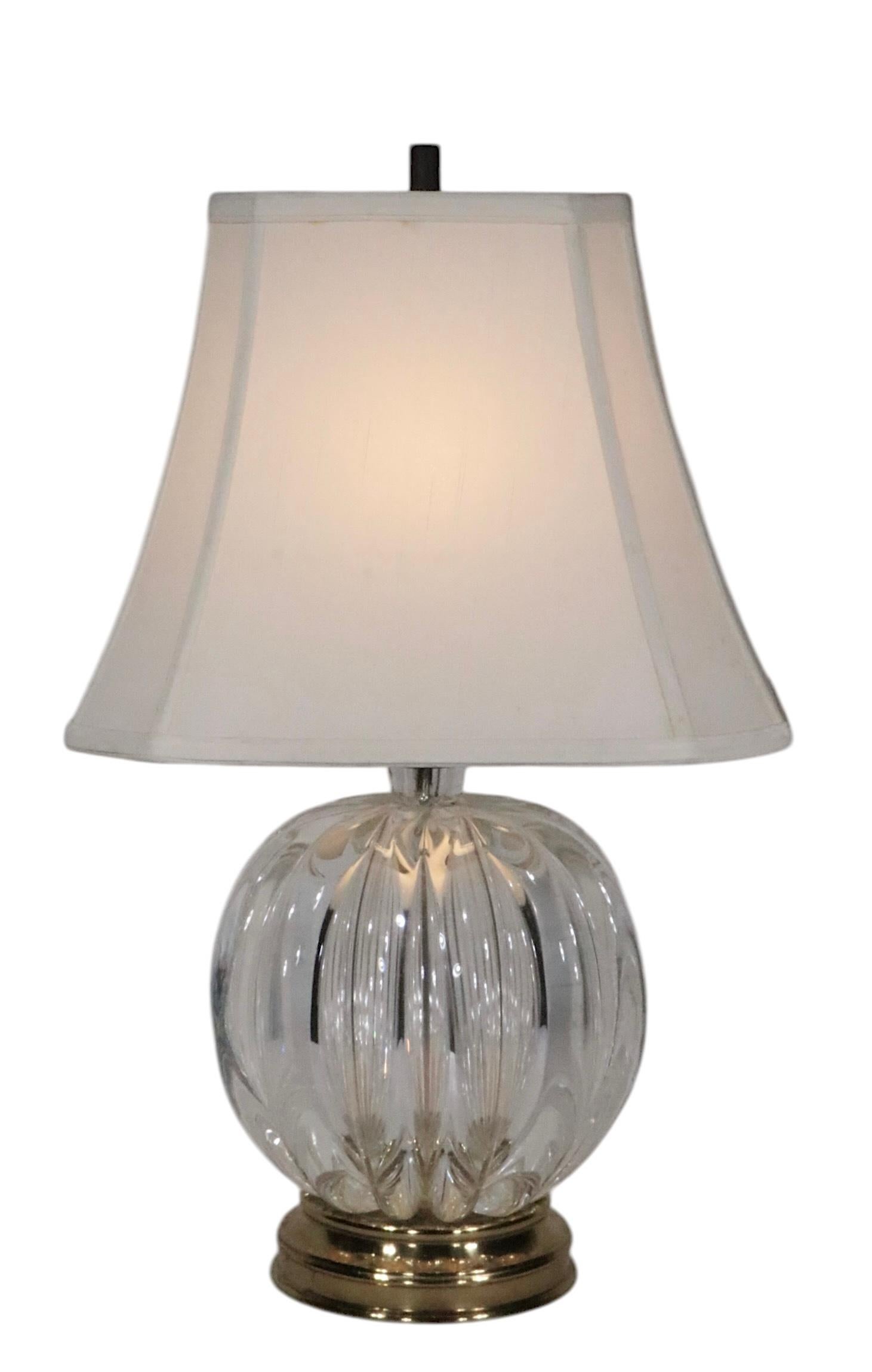 Hollywood Regency Style Crystal Ball Form Table Lamp att. to Seguso For Sale 8