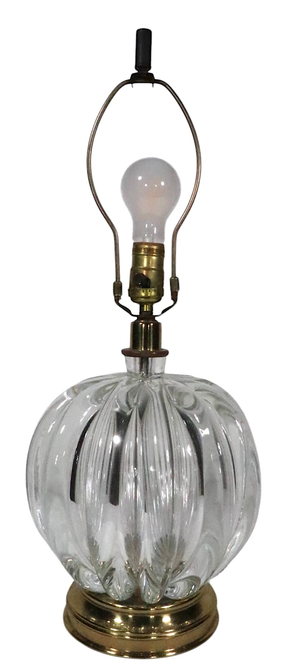 Hollywood Regency Style Crystal Ball Form Table Lamp att. to Seguso For Sale 10