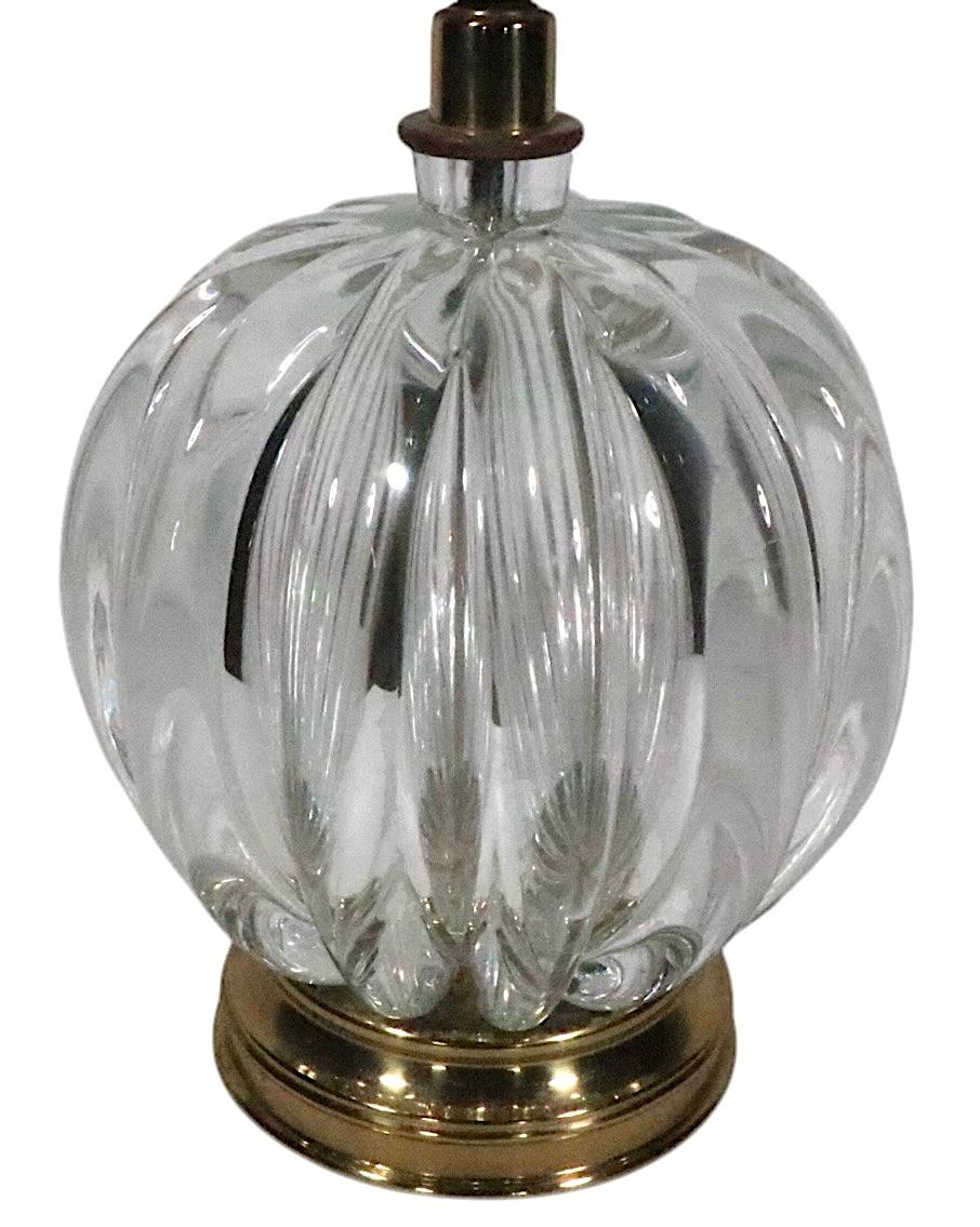 Hollywood Regency Style Crystal Ball Form Table Lamp att. to Seguso For Sale 3