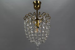 Hollywood Regency Style Crystal Glass and Brass Ceiling Light, Germany