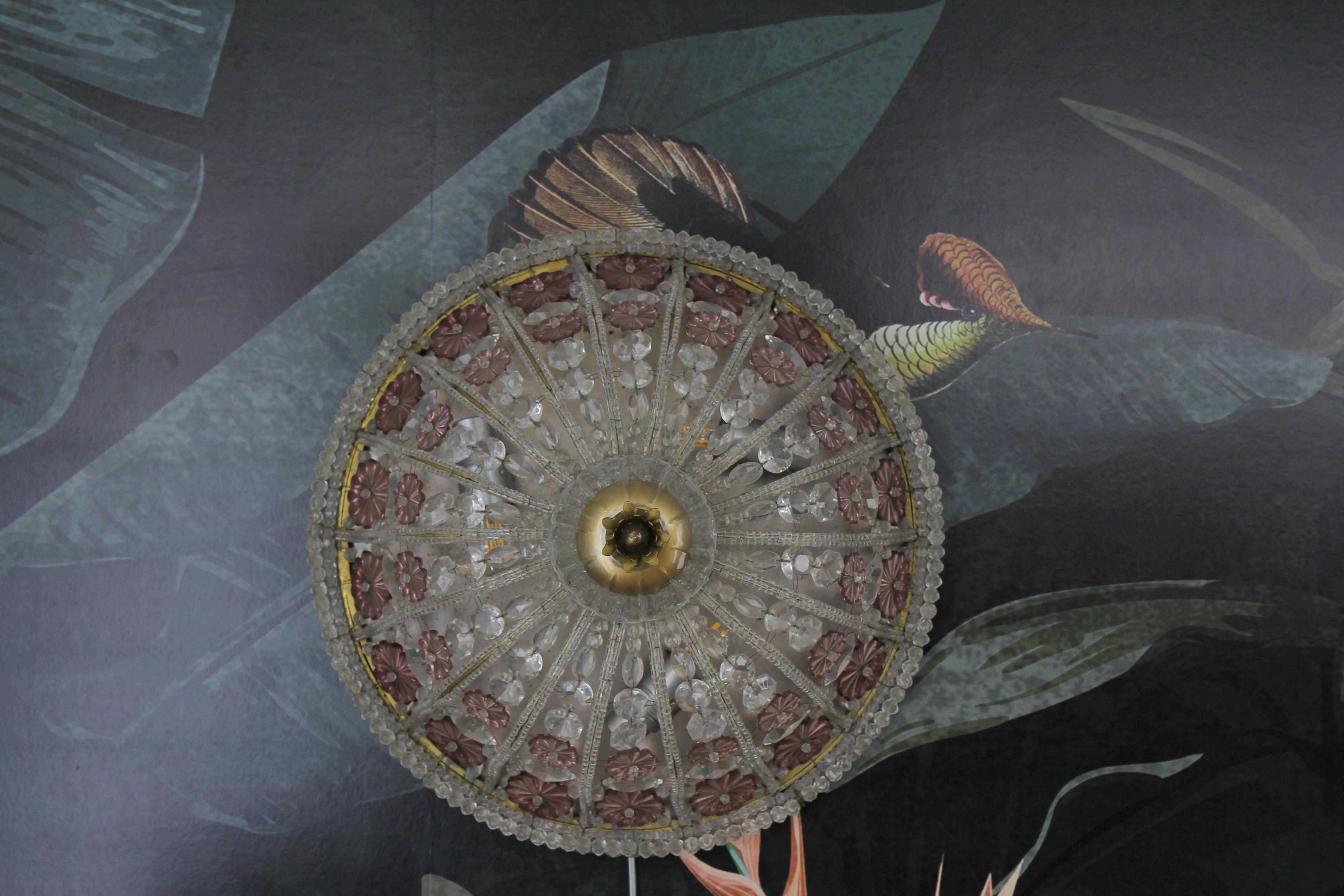 Lámpara empotrada o de pared con flor de cristal estilo Hollywood Regency, años 50 en venta 8