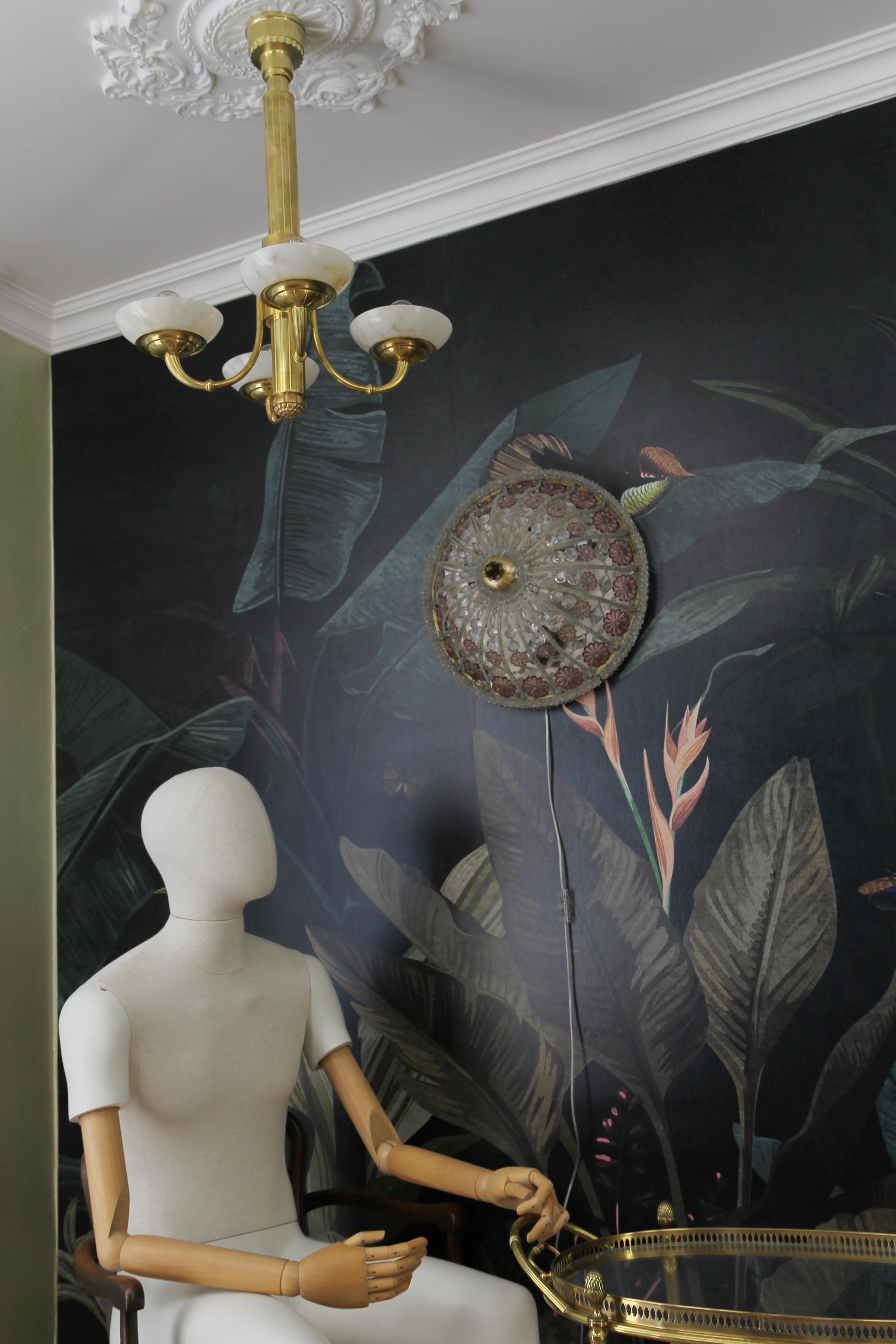 Lámpara empotrada o de pared con flor de cristal estilo Hollywood Regency, años 50 en venta 10