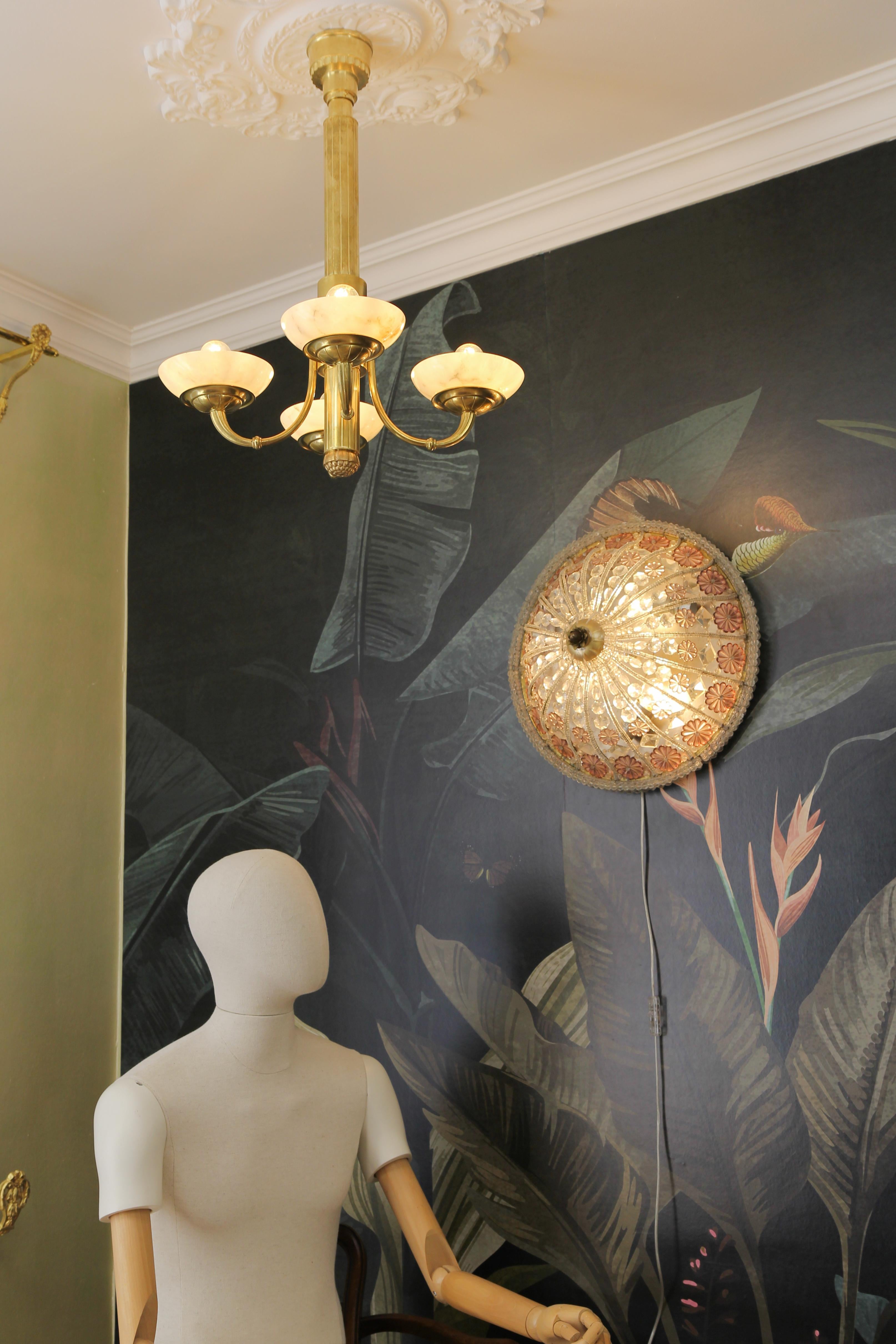 Lámpara empotrada o de pared con flor de cristal estilo Hollywood Regency, años 50 en venta 11