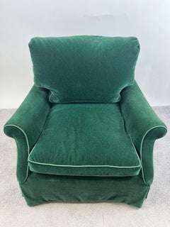 Hollywood Regency Style Custom Overstuffed Emerald Velvet Armchair