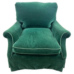 Hollywood Regency Style Custom Overstuffed Emerald Velvet Armchair