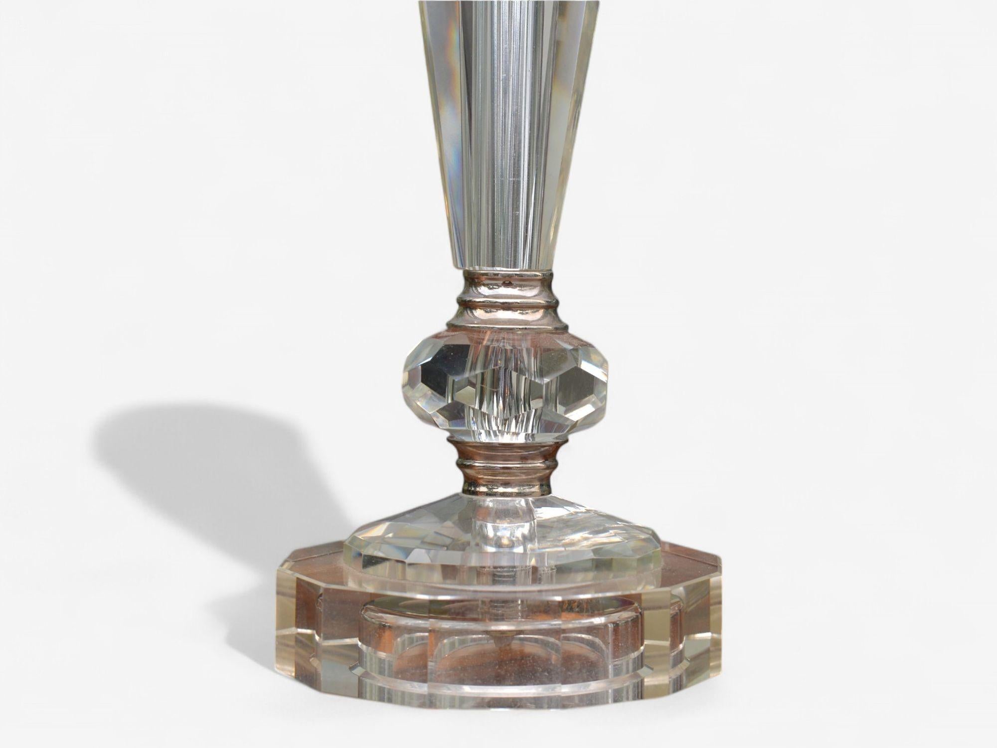 Hollywood Regency Style, Cut Crystal, Fabric, Small Table Lamps, USA, 1970s (Ende des 20. Jahrhunderts) im Angebot